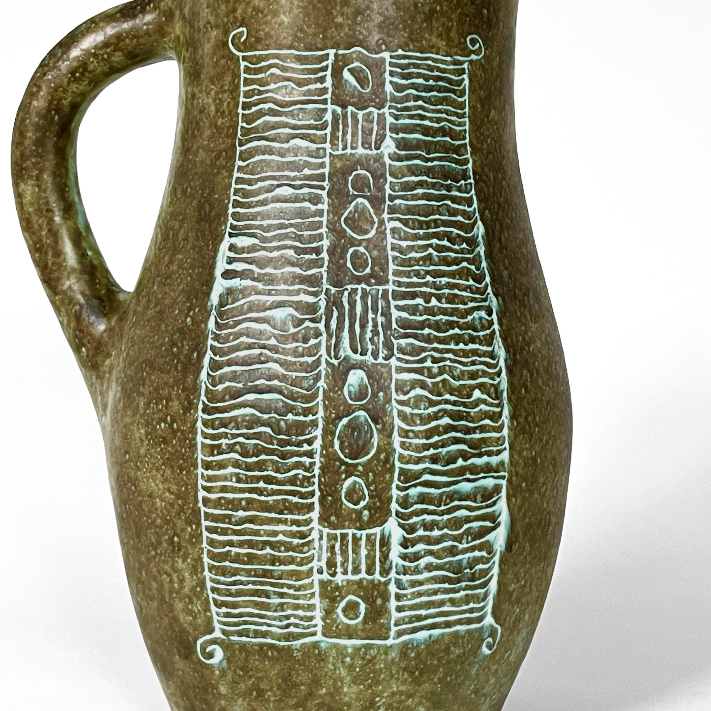 Ceramic pitcher by Jacques and Michelle Serre, Les 2 potiers, circa 1950 5