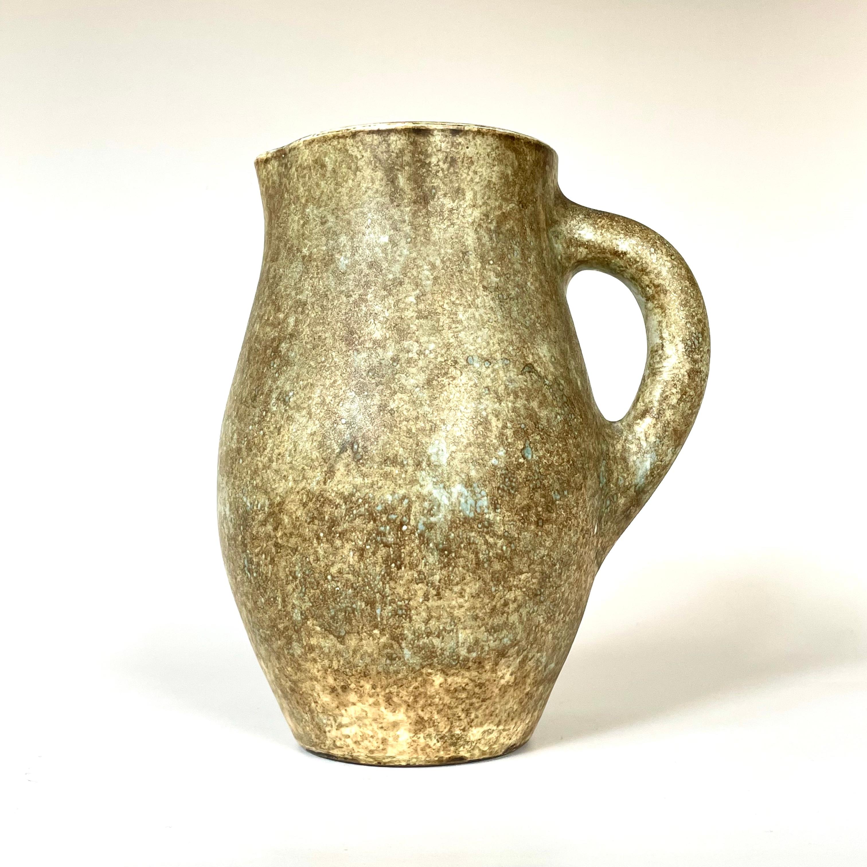 Mid-20th Century Ceramic pitcher by Jacques and Michelle Serre, Les 2 potiers, circa 1950 For Sale