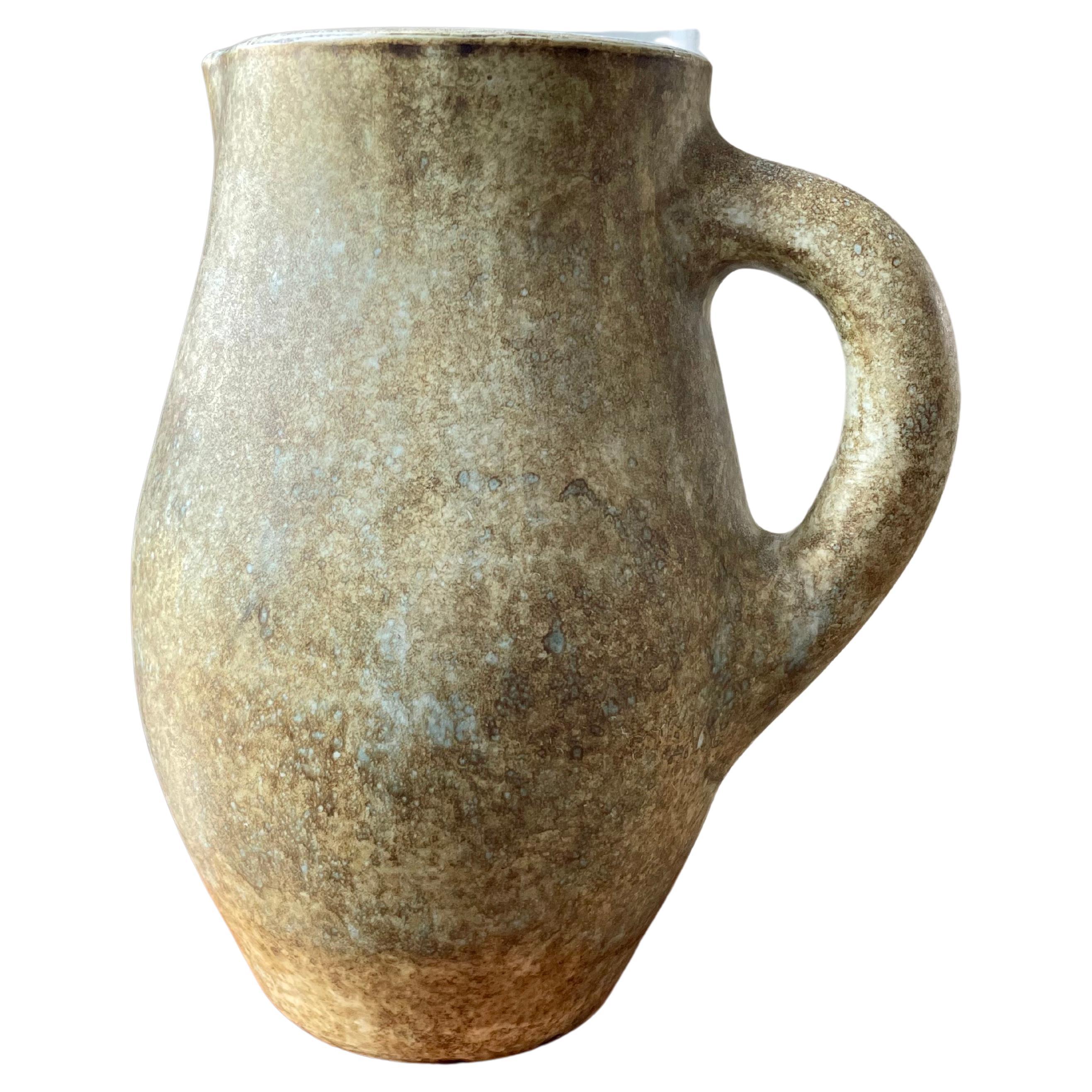 Ceramic pitcher by Jacques and Michelle Serre, Les 2 potiers, circa 1950 For Sale