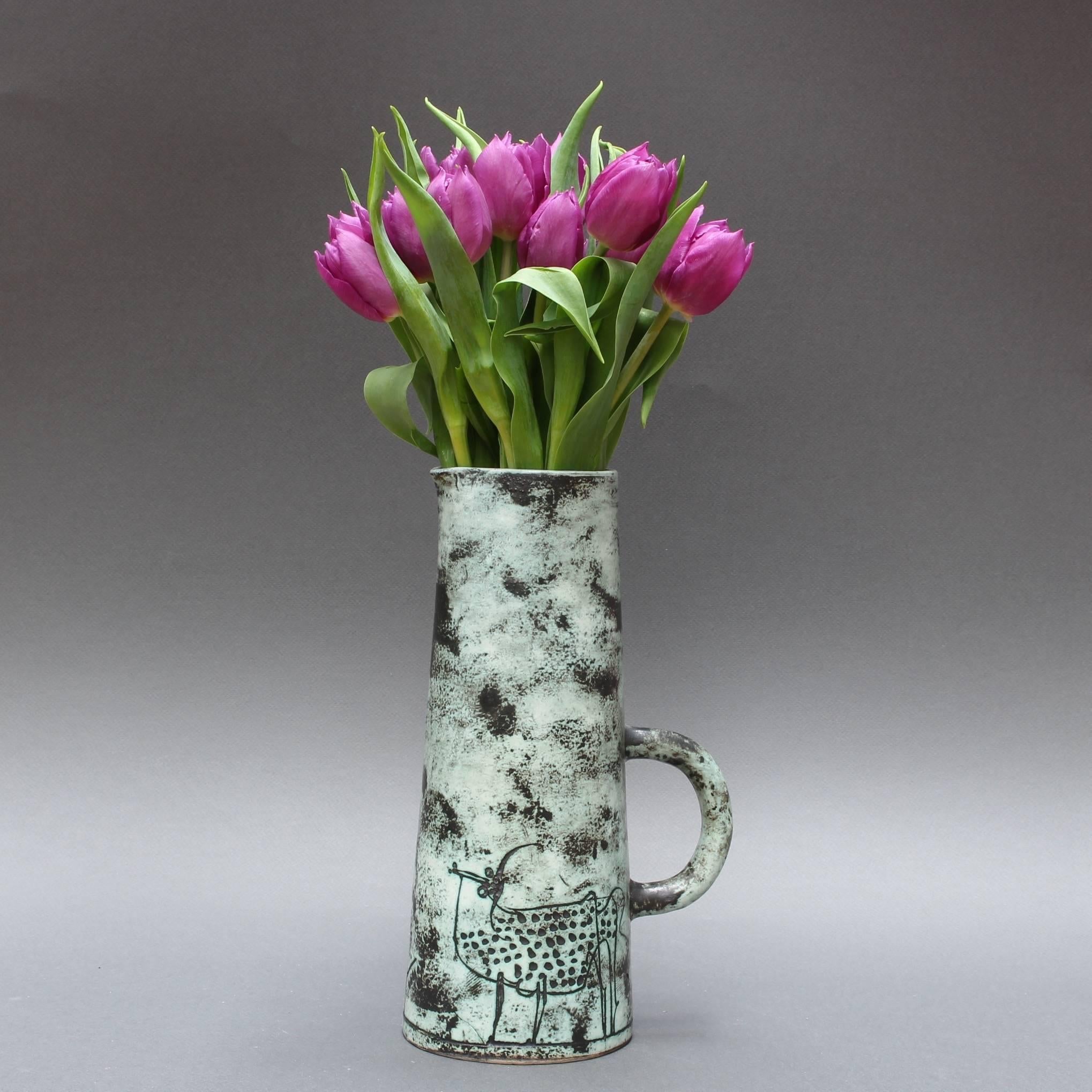 Mid-Century Modern Ceramic Pitcher by Jacques Blin, Vallauris, France, circa 1950s - 60s