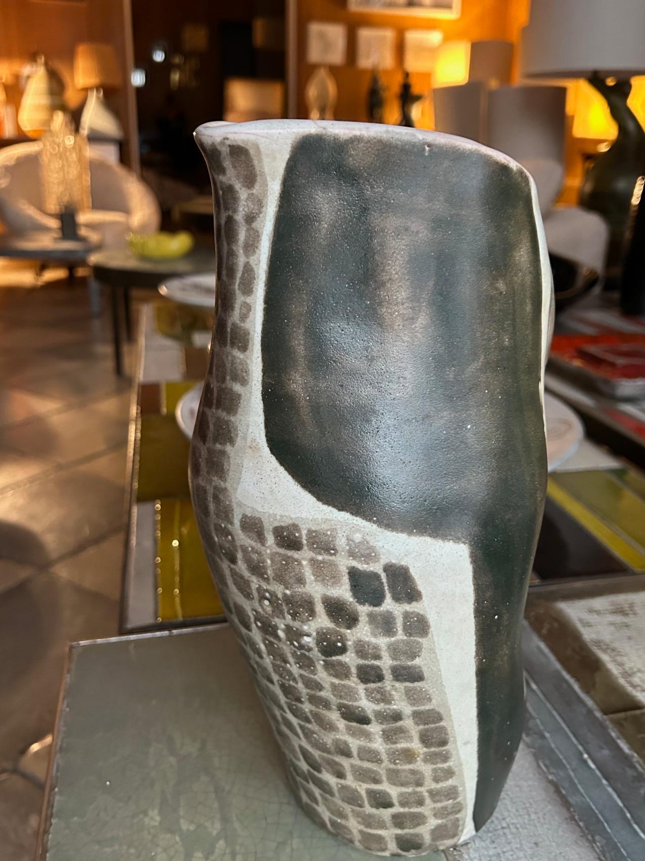 Ceramic pitcher by Mado Jolain, France, 1960's For Sale 1