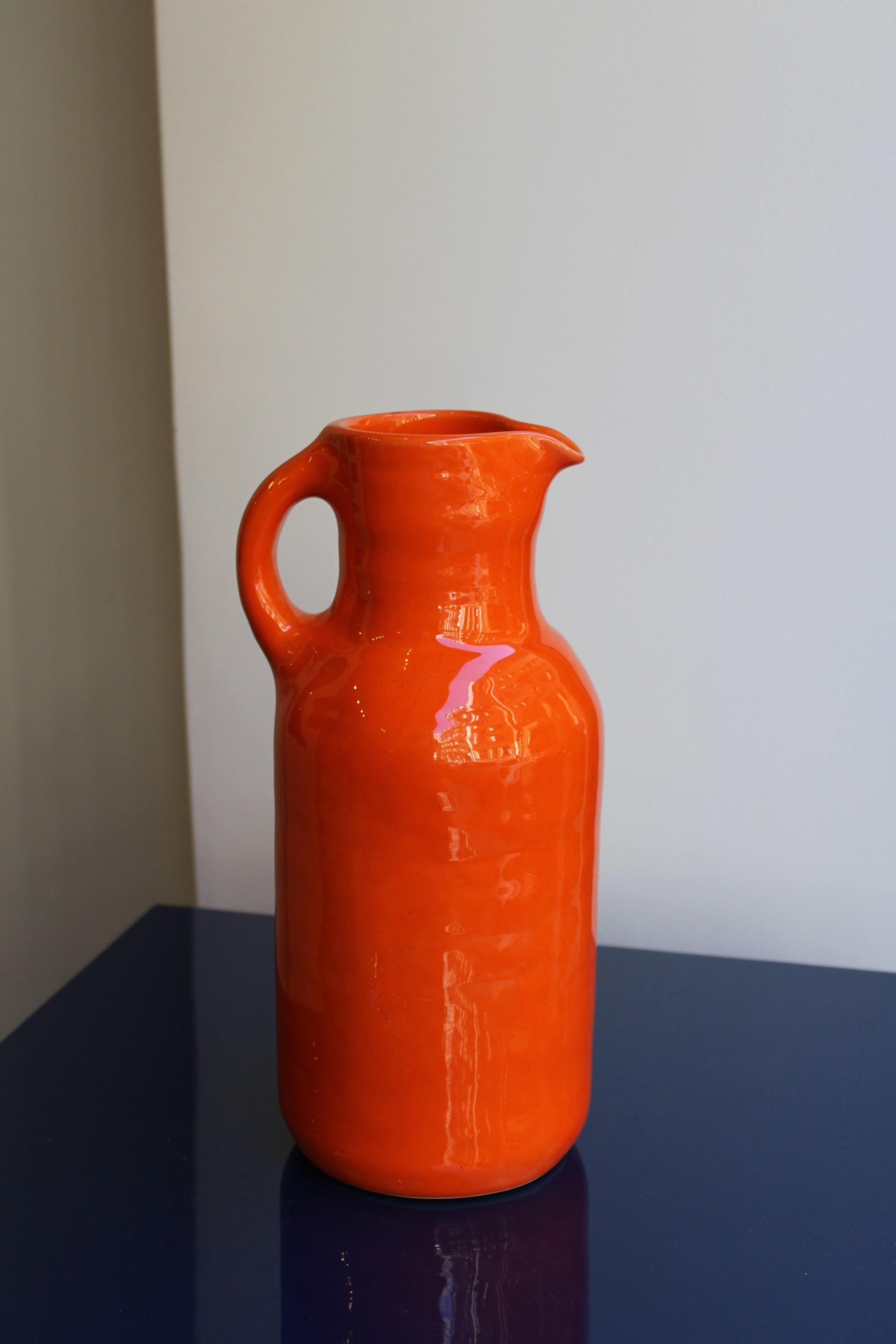 Enameled Ceramic pitcher by Max Idlas, French 20th century  For Sale