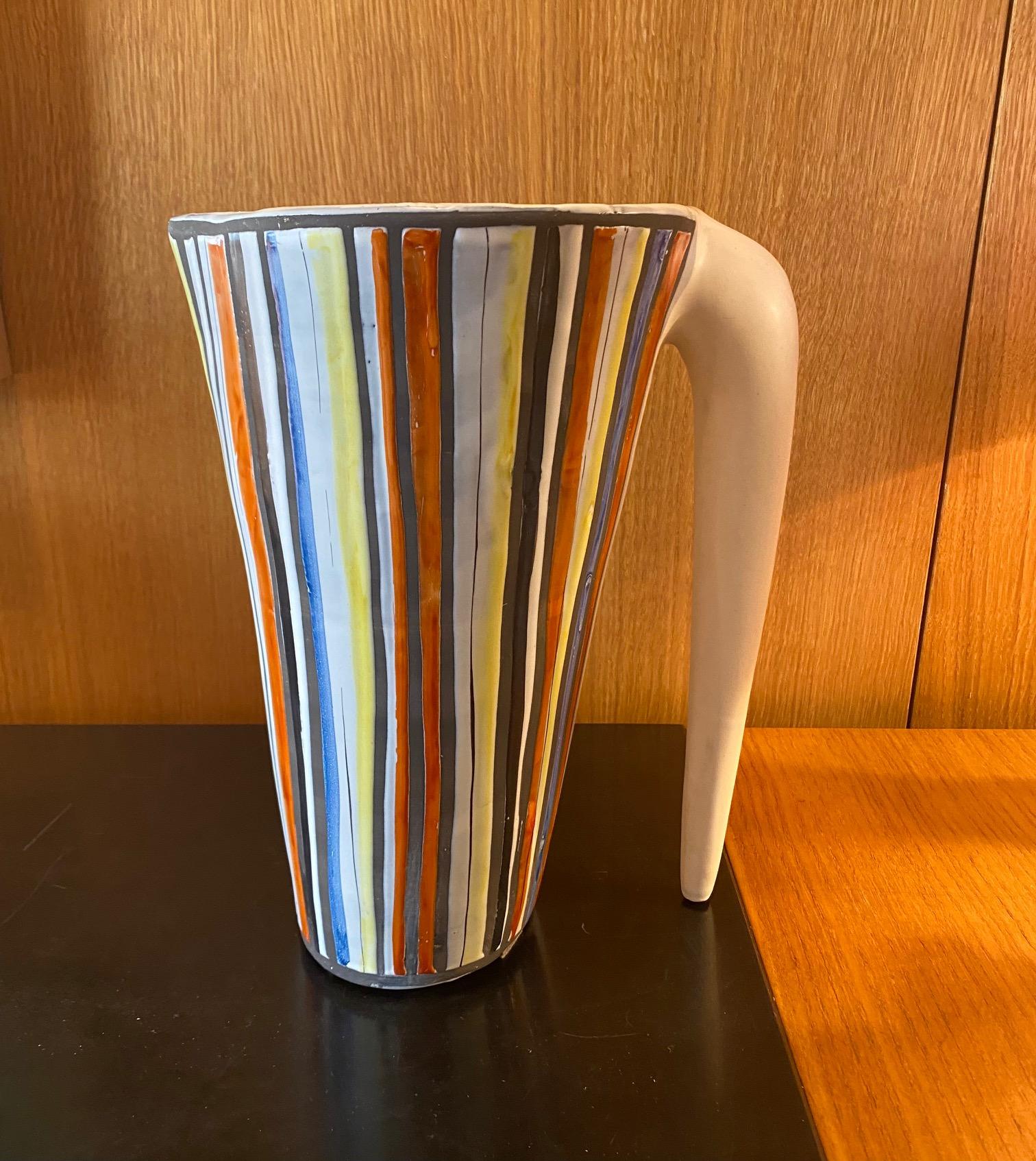 Mid-20th Century Ceramic Pitcher by Roger Capron, Vallauris, South France, 1960s For Sale
