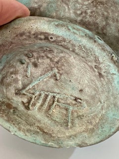 Ceramic Pitcher, in Blue and Black Color, Signed, Vintage, France 1960