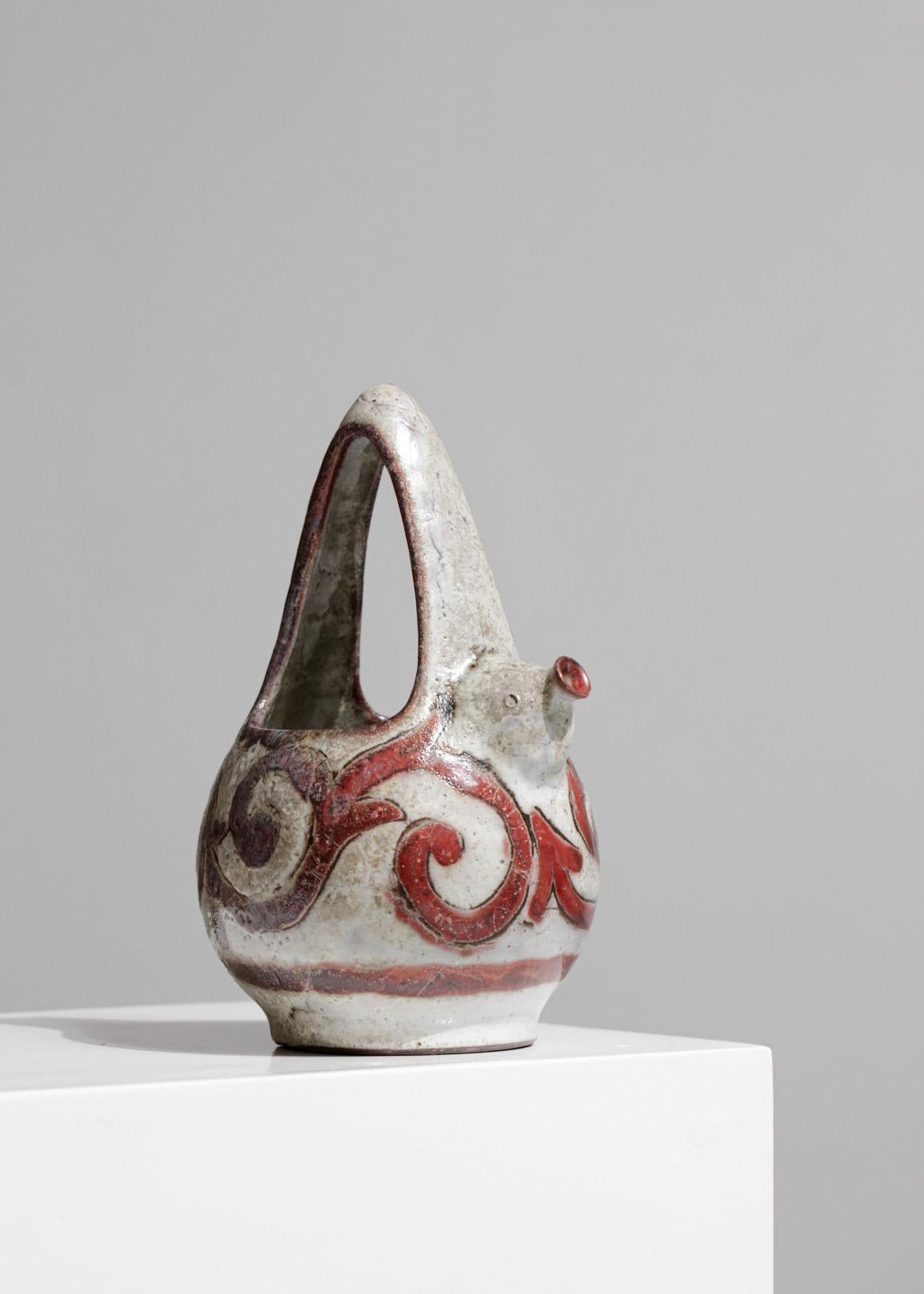 Terracotta Ceramic Pitcher, Jug for Max Boissaud Vallauris 1960s, F150