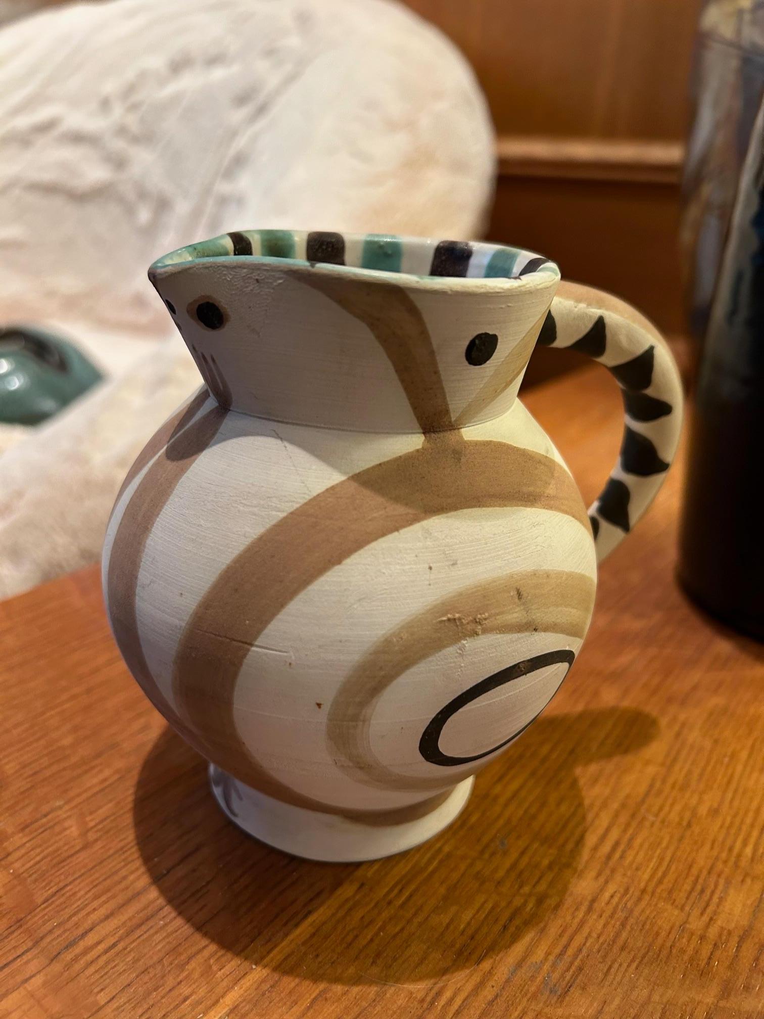 Mid-20th Century Ceramic pitcher Madoura Picasso, limited edition 