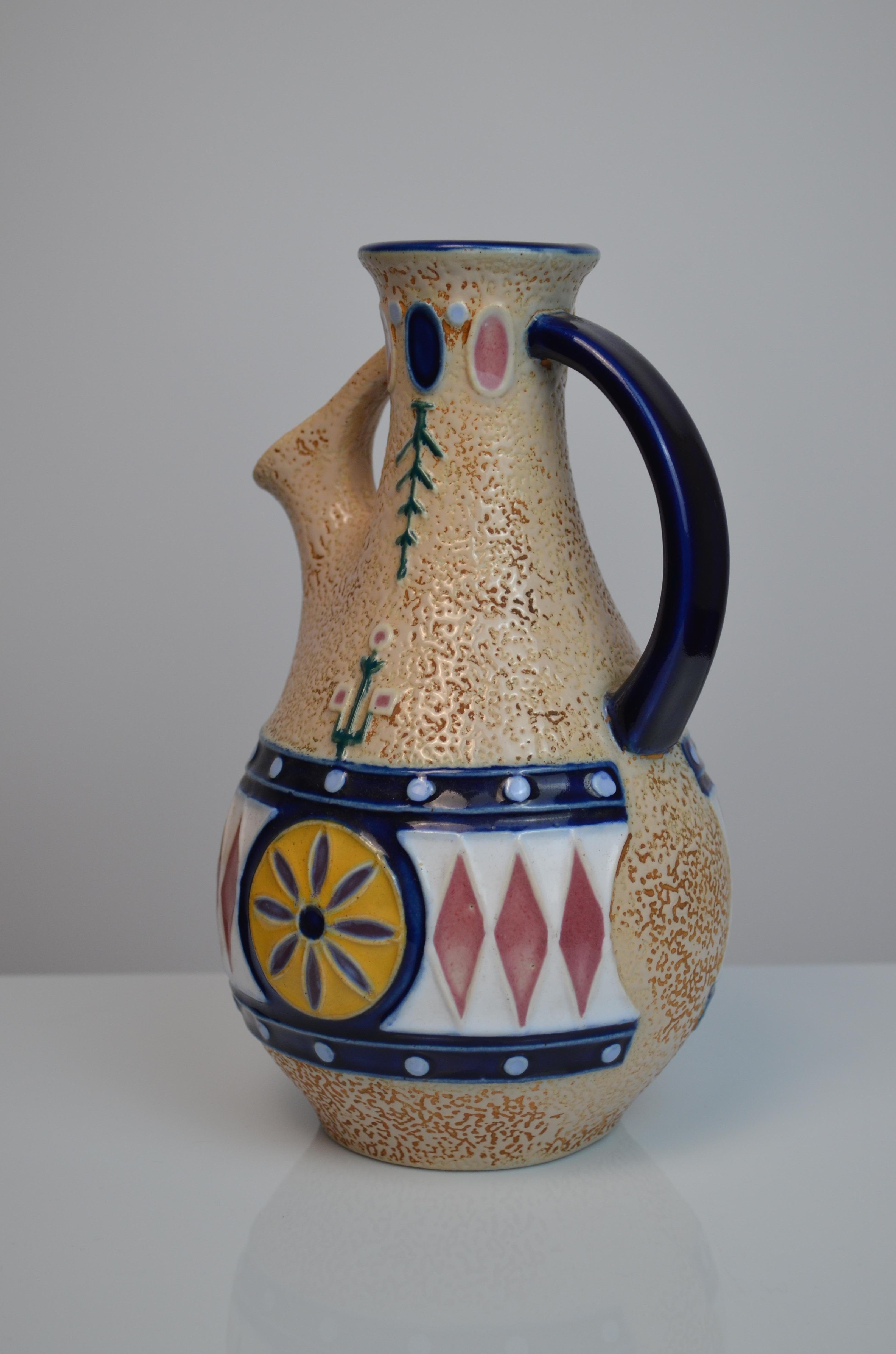 Czech Ceramic Pitcher Vase by Amphora, 1920s For Sale