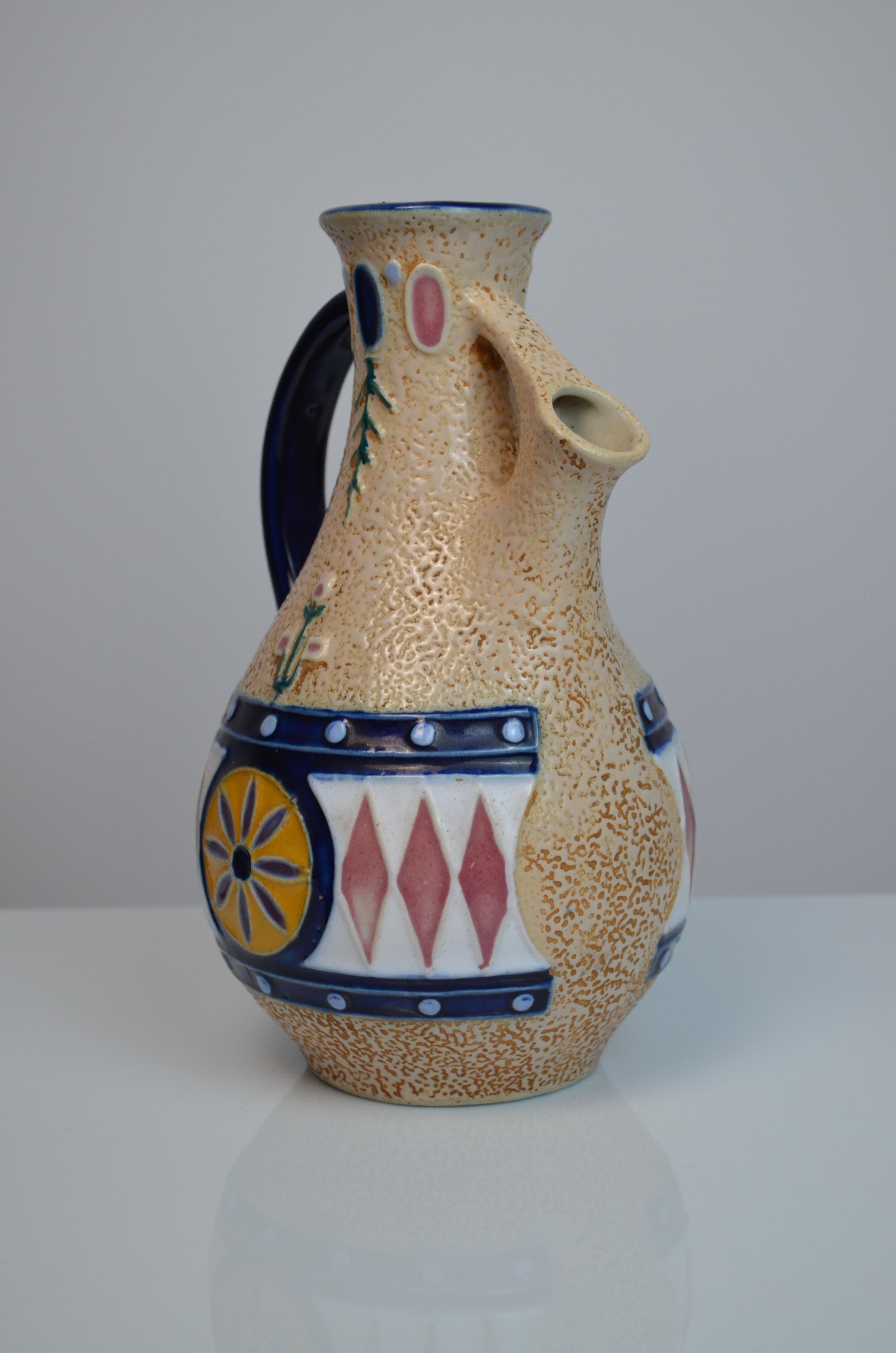 Early 20th Century Ceramic Pitcher Vase by Amphora, 1920s For Sale