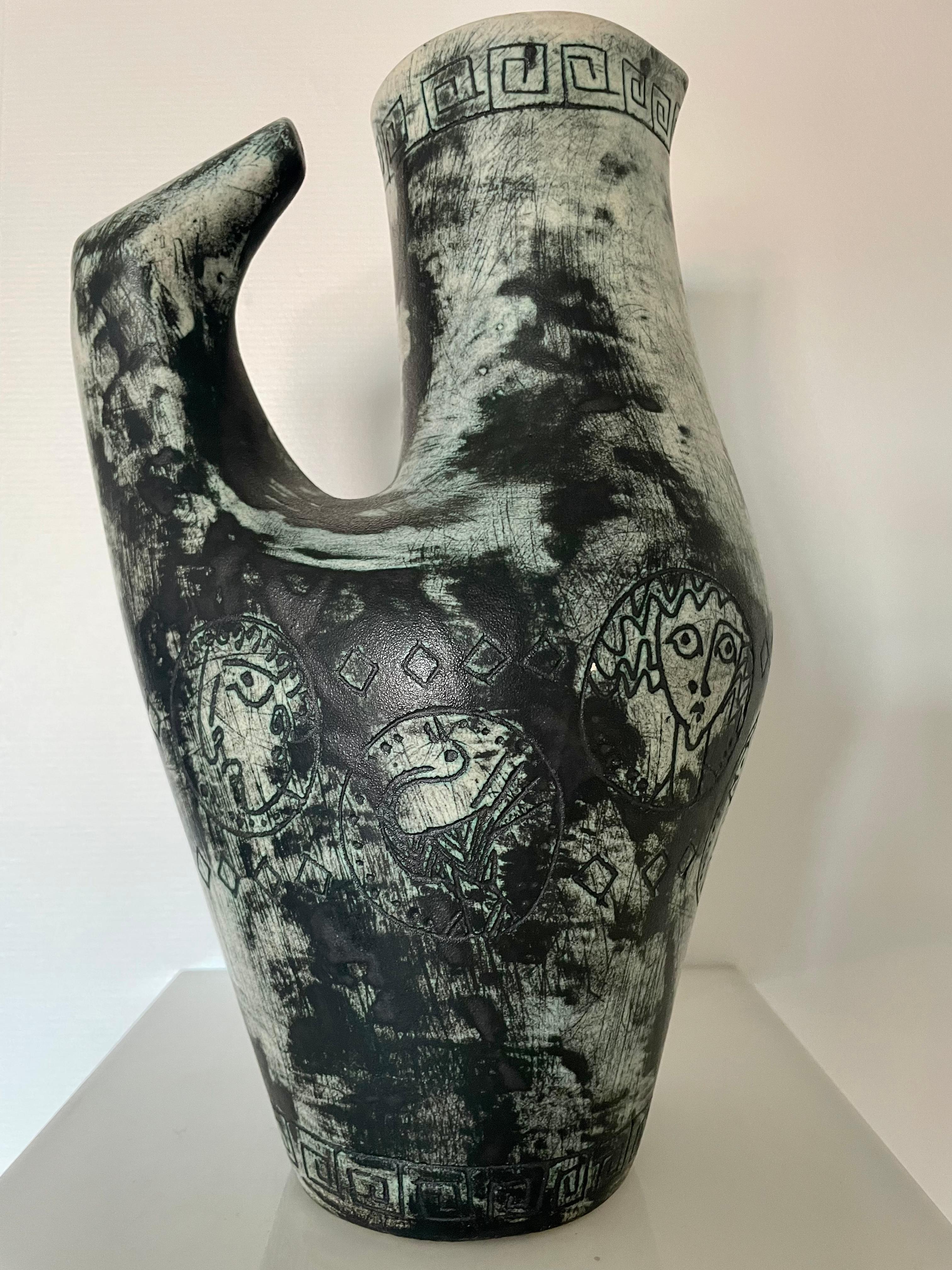 Ceramic Pitcher Vase by Jacques Blin In Good Condition For Sale In Saint-Ouen, FR