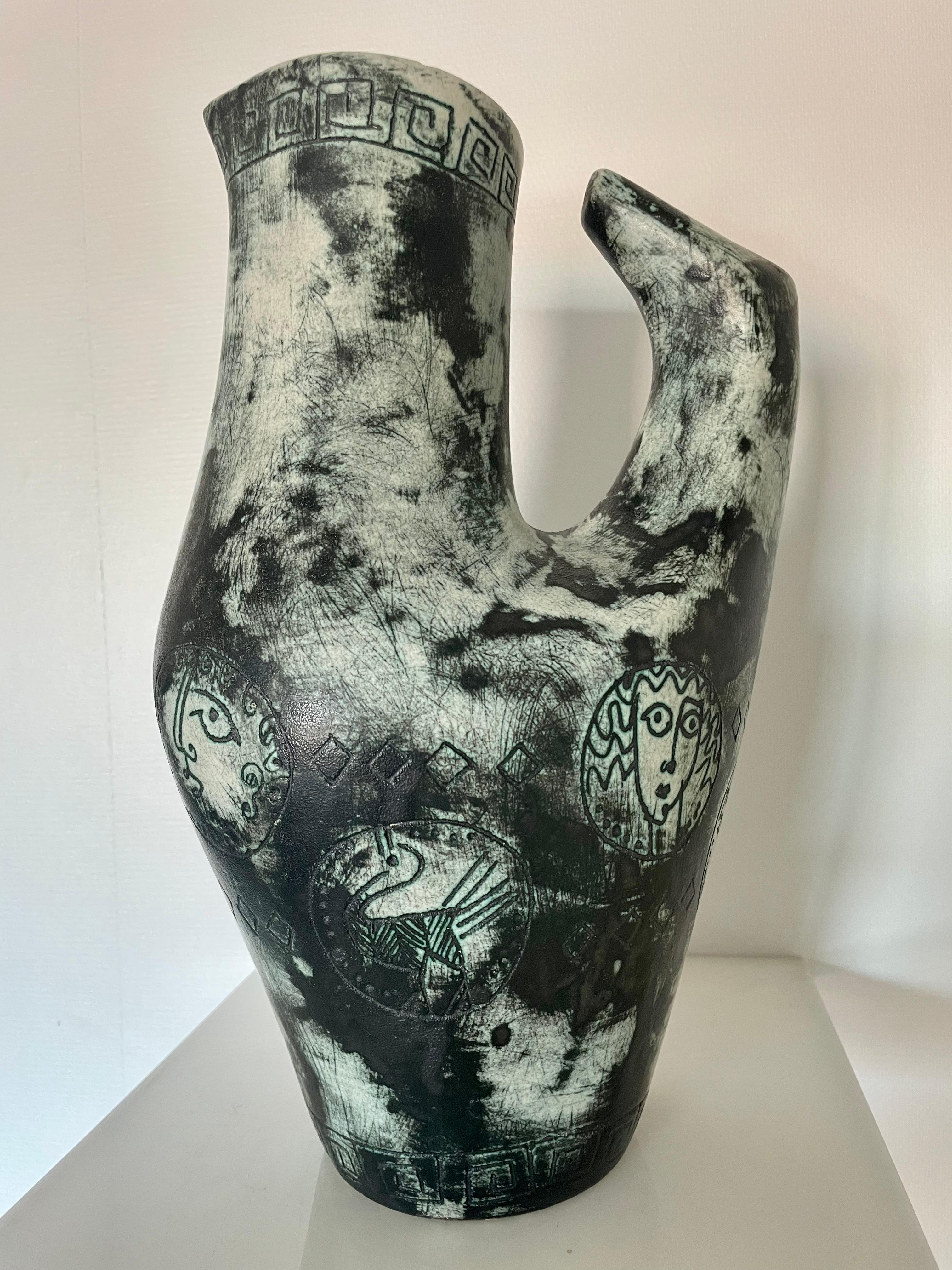 Ceramic Pitcher Vase by Jacques Blin For Sale 2