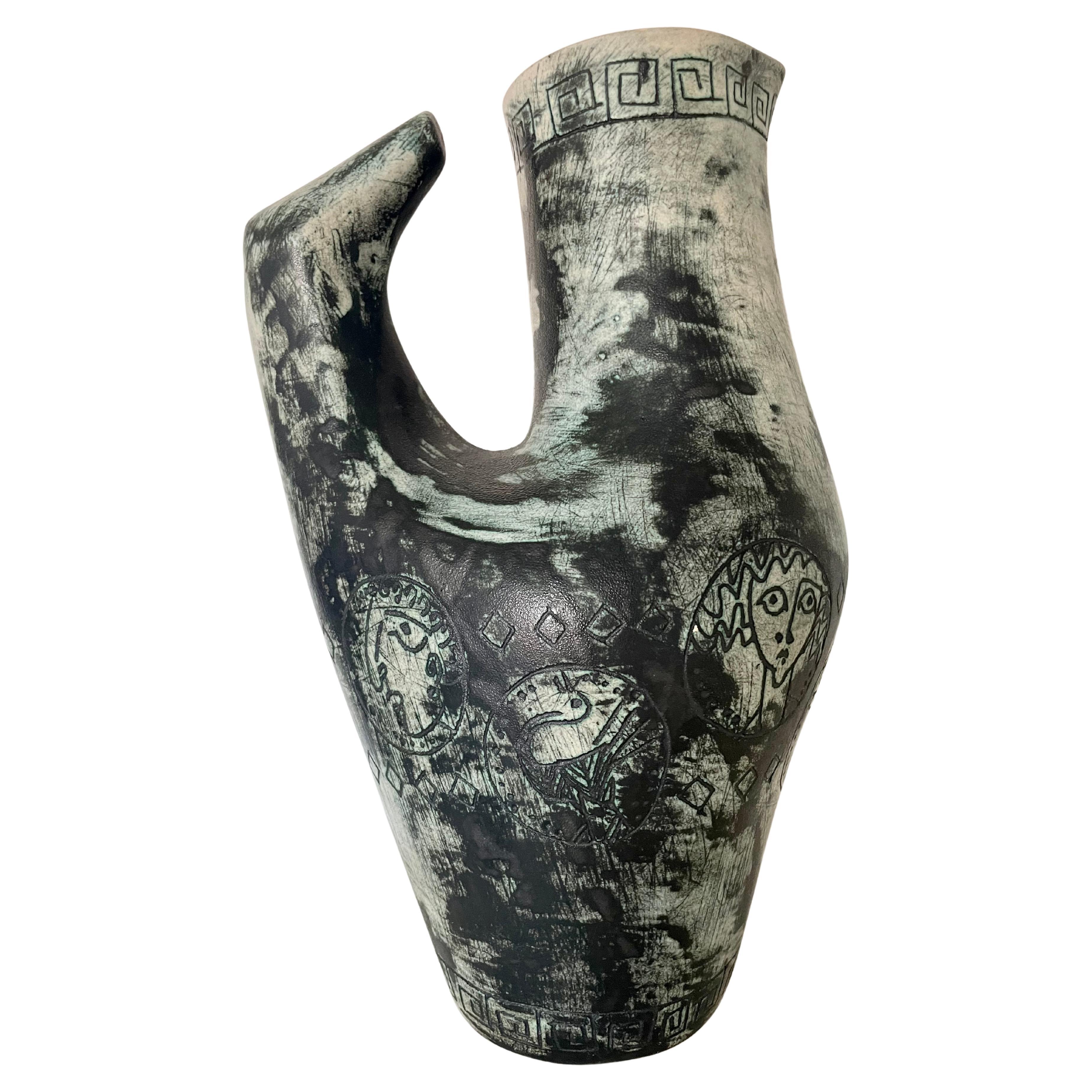 Ceramic Pitcher Vase by Jacques Blin For Sale