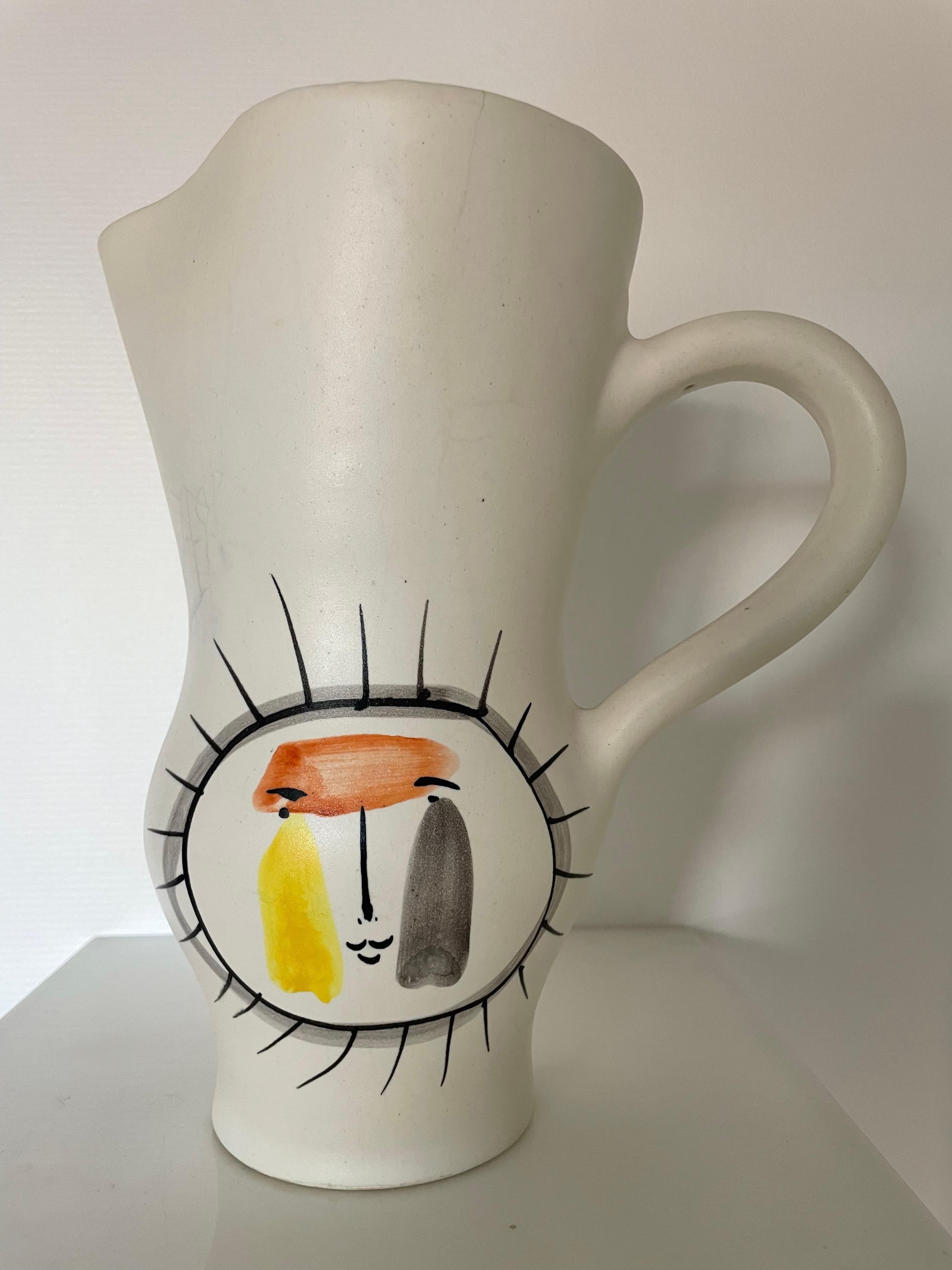 Ceramic Pitcher Vase by Roger Capron, 1950 For Sale 2