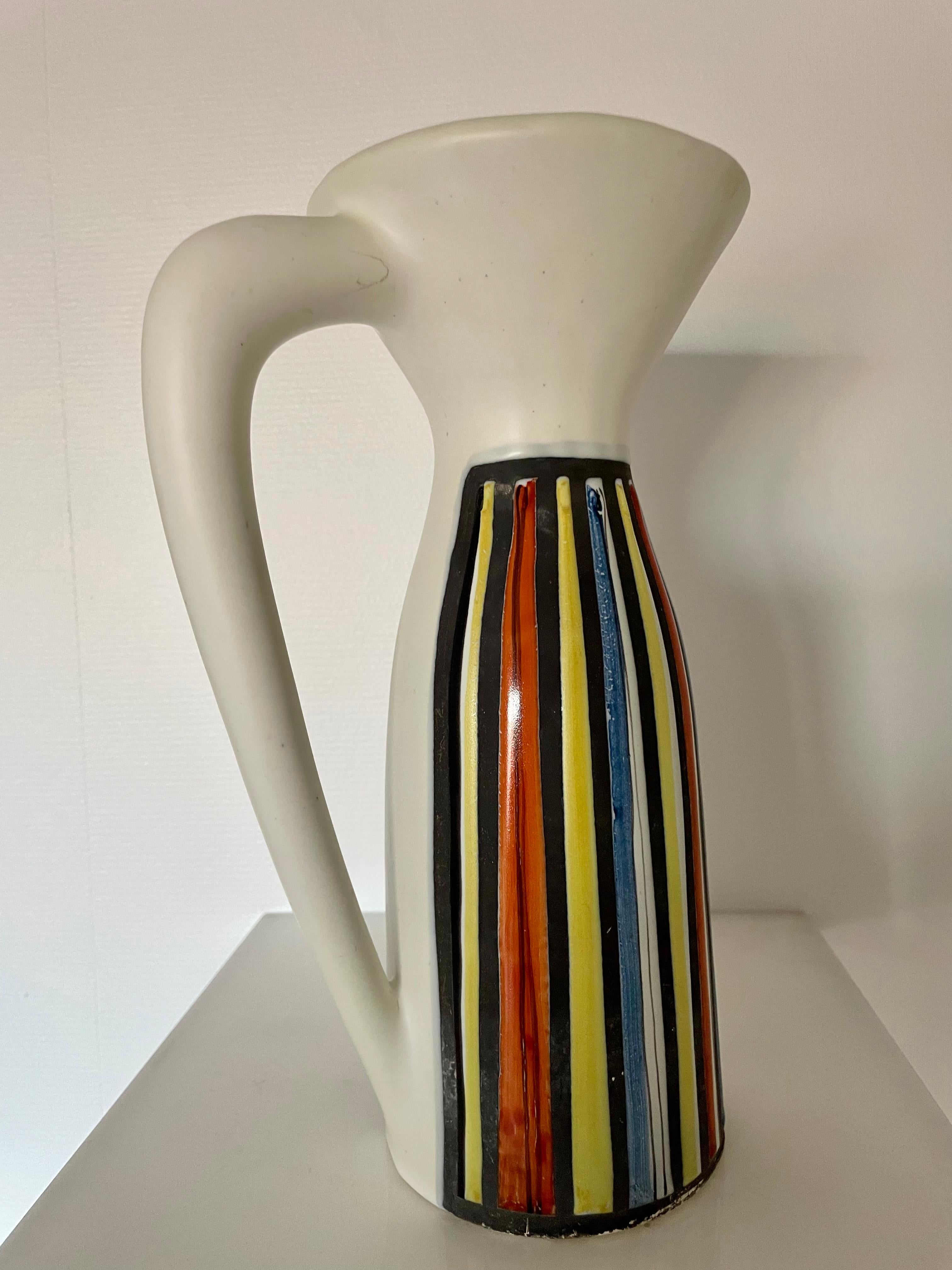 French Ceramic Pitcher Vase by Roger Capron For Sale