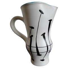 Retro Roger Capron Ceramic Pitcher Vase by Vallauris  France 