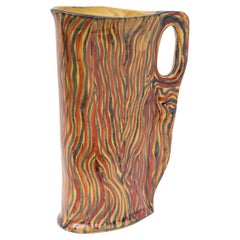 Ceramic Pitcher with Colorful Decoration in Red, Blue and Yellow, Albisola, 1950