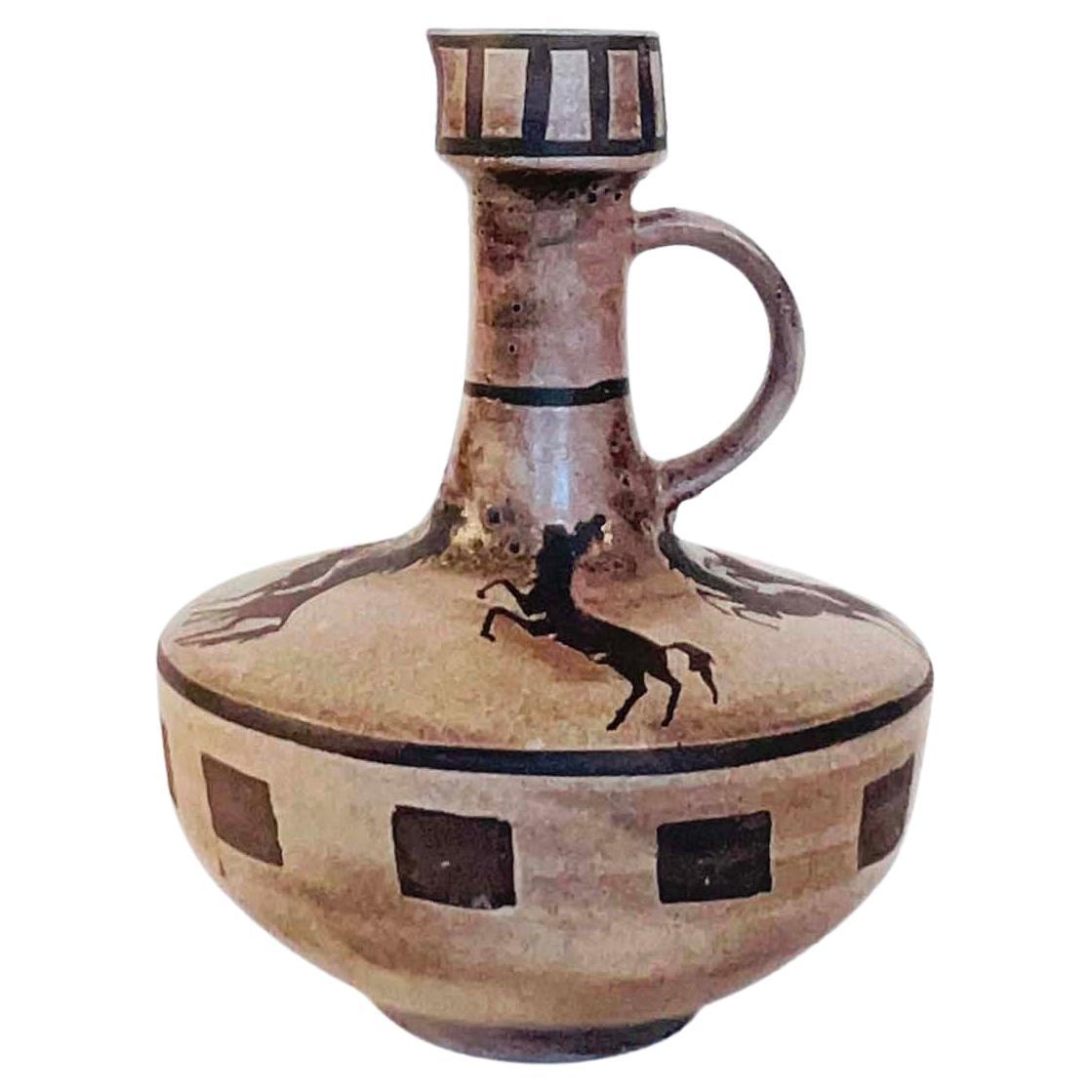 Ceramic Pitcher with Etruscan Inspired Motifs For Sale