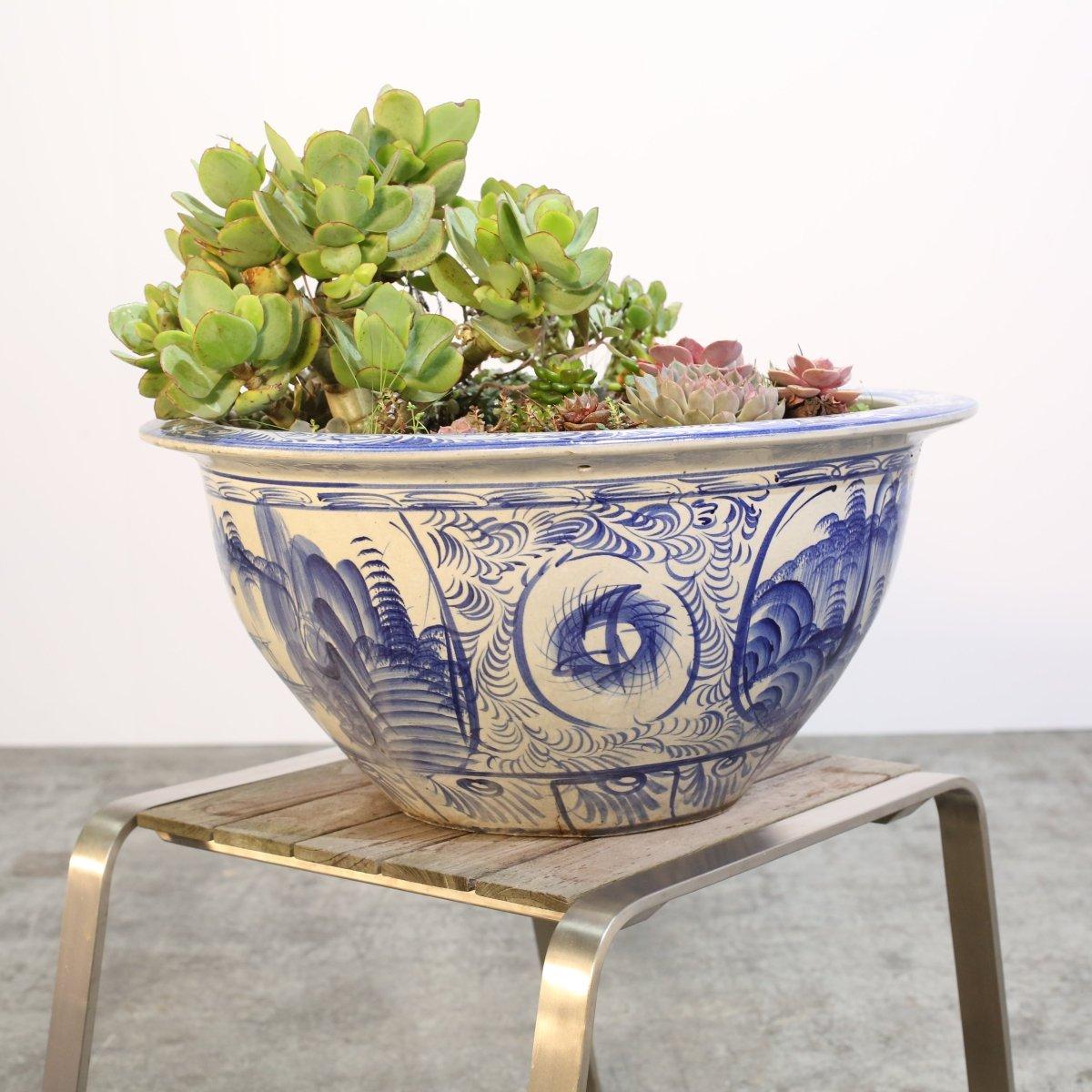 Ceramica Ciotole per piante in ceramica con succulente, set da due in vendita