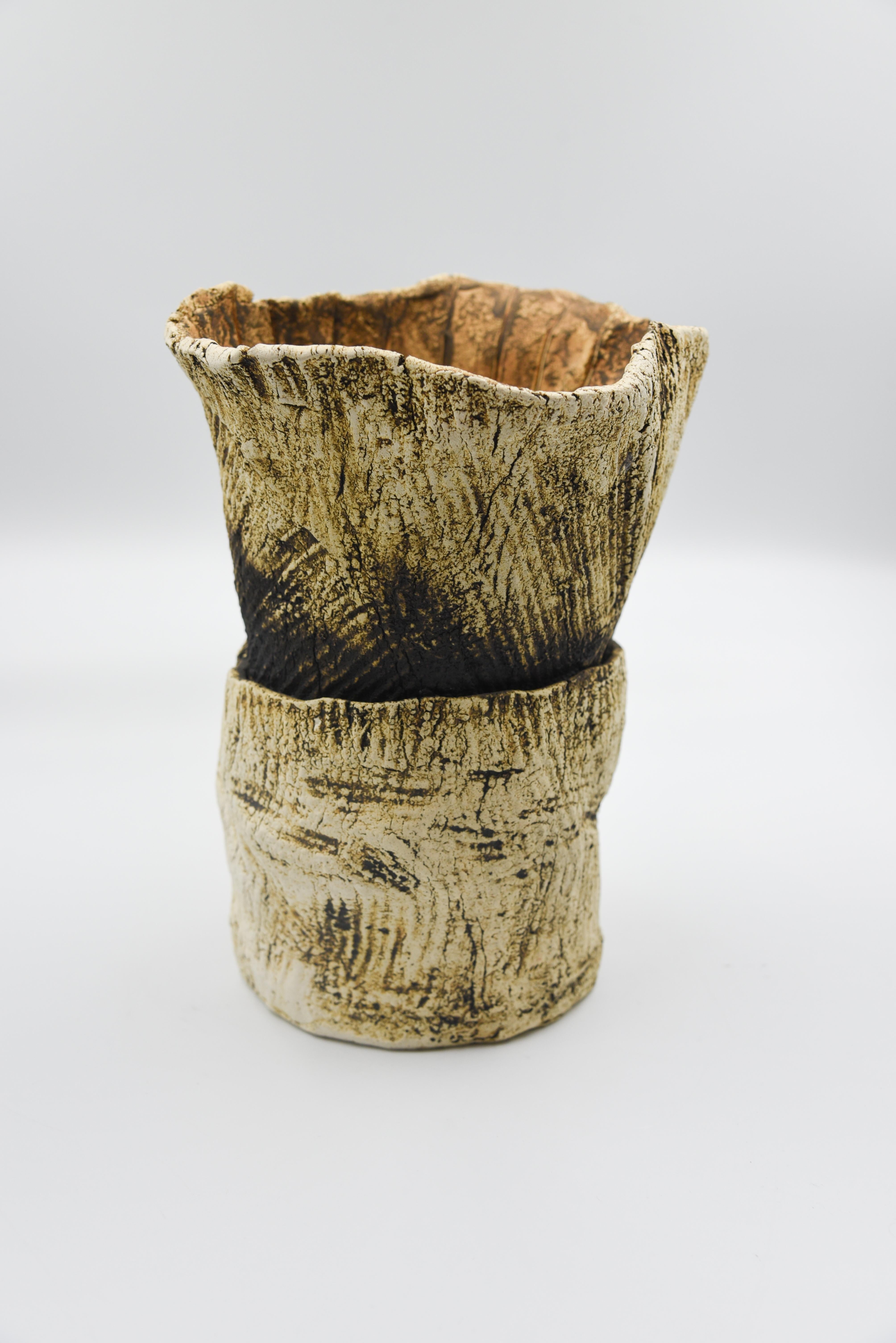 XXI secolo e contemporaneo Vaso in ceramica per piante, terracotta, design messicano, forma astratta e organica, fatto a mano in vendita