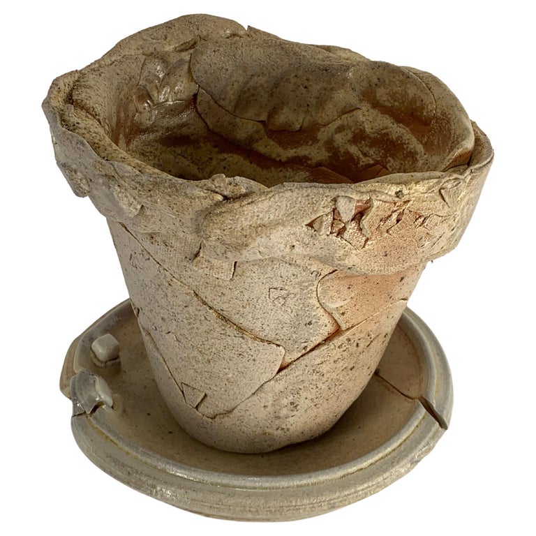 Ceramic Planter and Saucer For Sale at 1stDibs