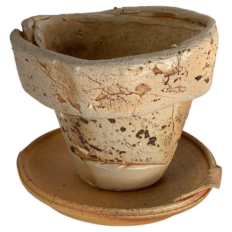 Ceramic Planter and Saucer For Sale at 1stDibs