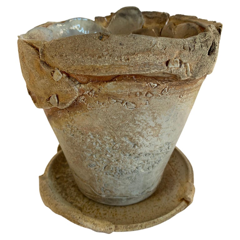 Ceramic Planter and Saucer For Sale at 1stDibs