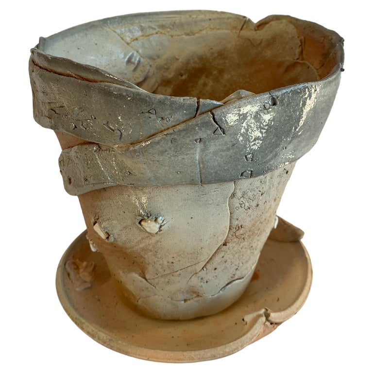 Ceramic Planter and Saucer For Sale at 1stDibs