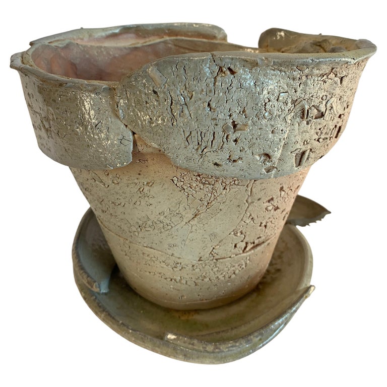 Ceramic Planter and Saucer at 1stDibs