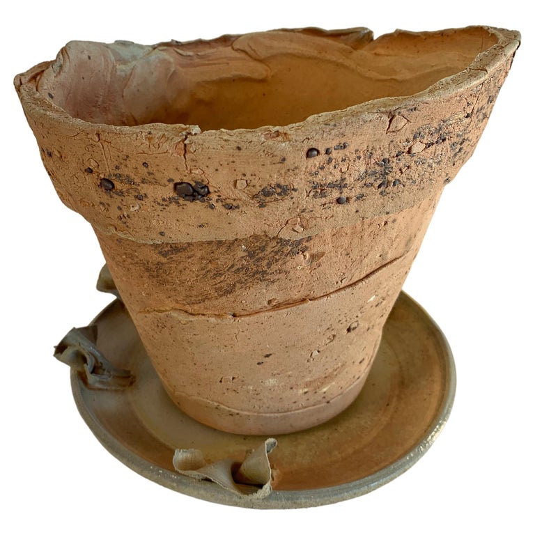 Ceramic Planter and Saucer For Sale at 1stDibs