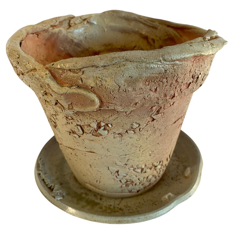 Ceramic Planter and Saucer For Sale at 1stDibs