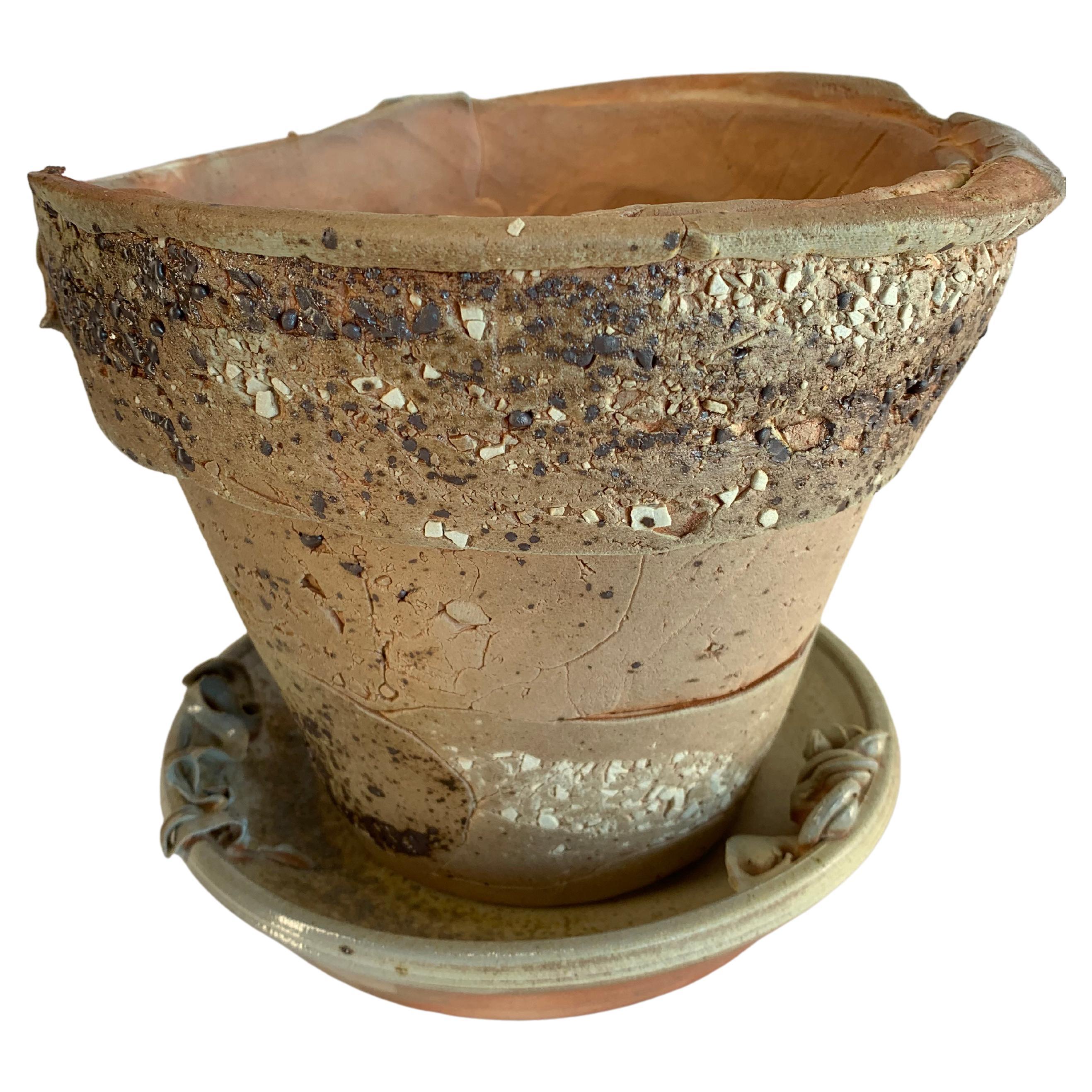 Ceramic Planter and Saucer For Sale
