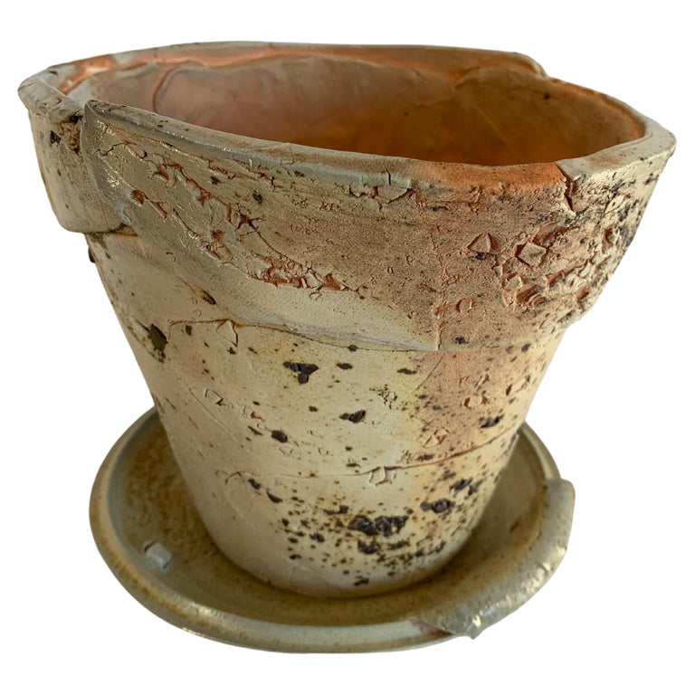 Ceramic Planter and Saucer For Sale at 1stDibs