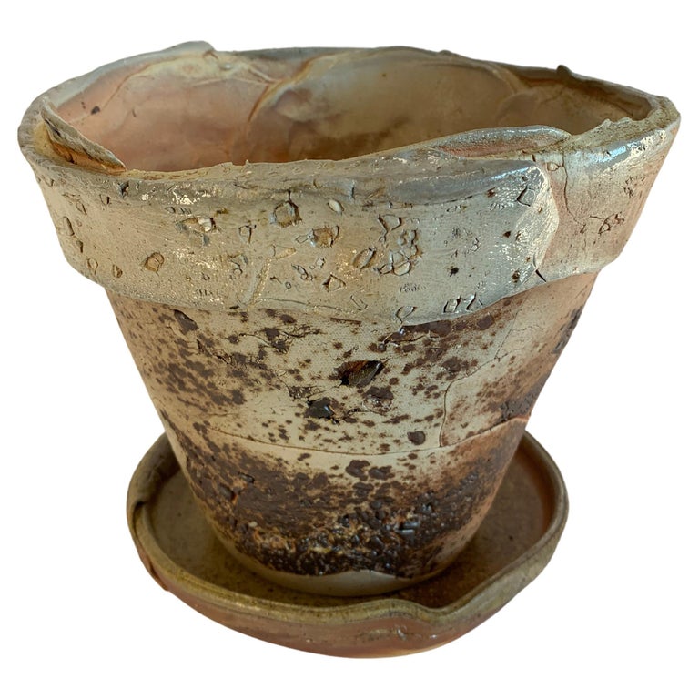 Ceramic Planter and Saucer For Sale at 1stDibs