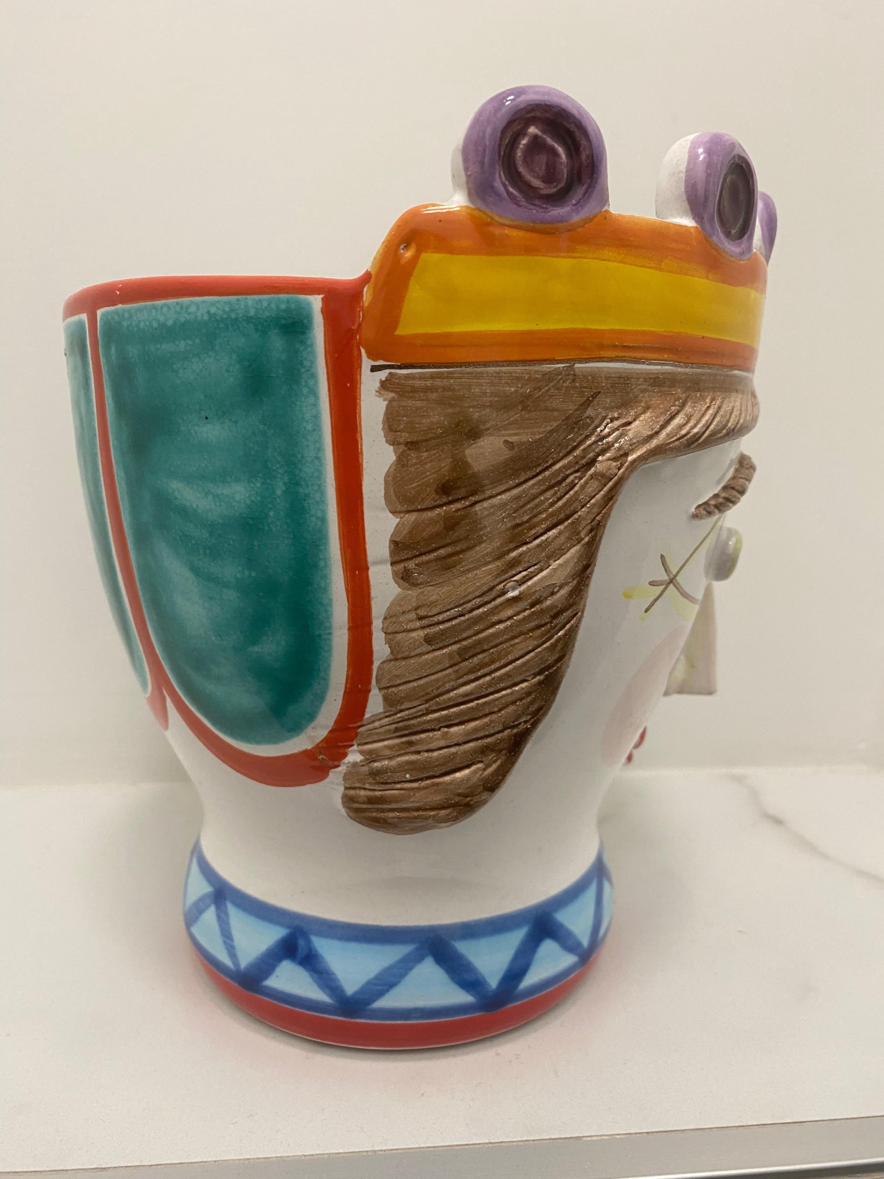 Hand-Painted Ceramic Planter by Giovanni de Simone Italy For Sale