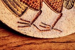 Plaque en céramique avec motif de coq par Jaqueline Hubin pour Roger Capron