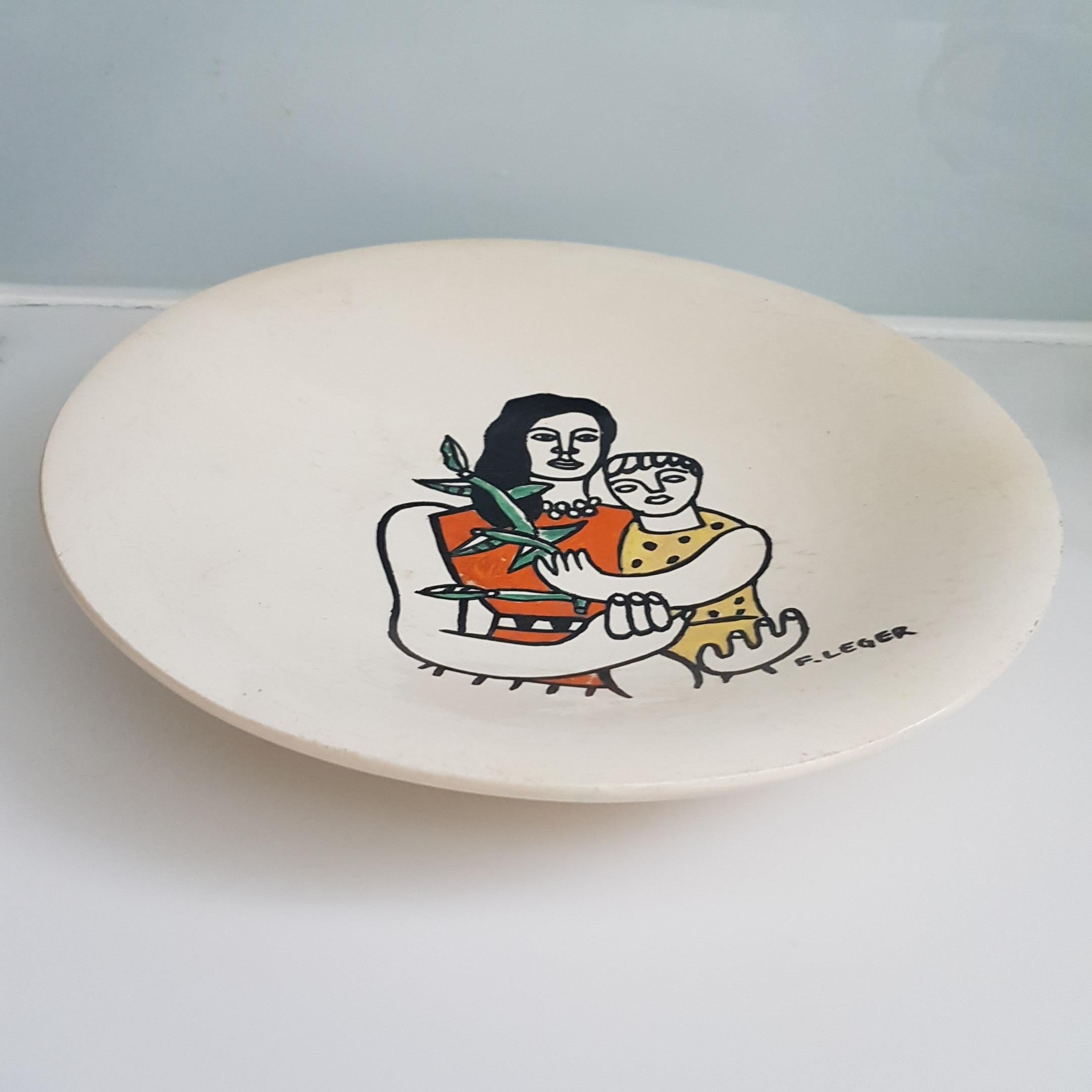 Ceramic Plate After Ferdinand Leger In Good Condition For Sale In London, GB