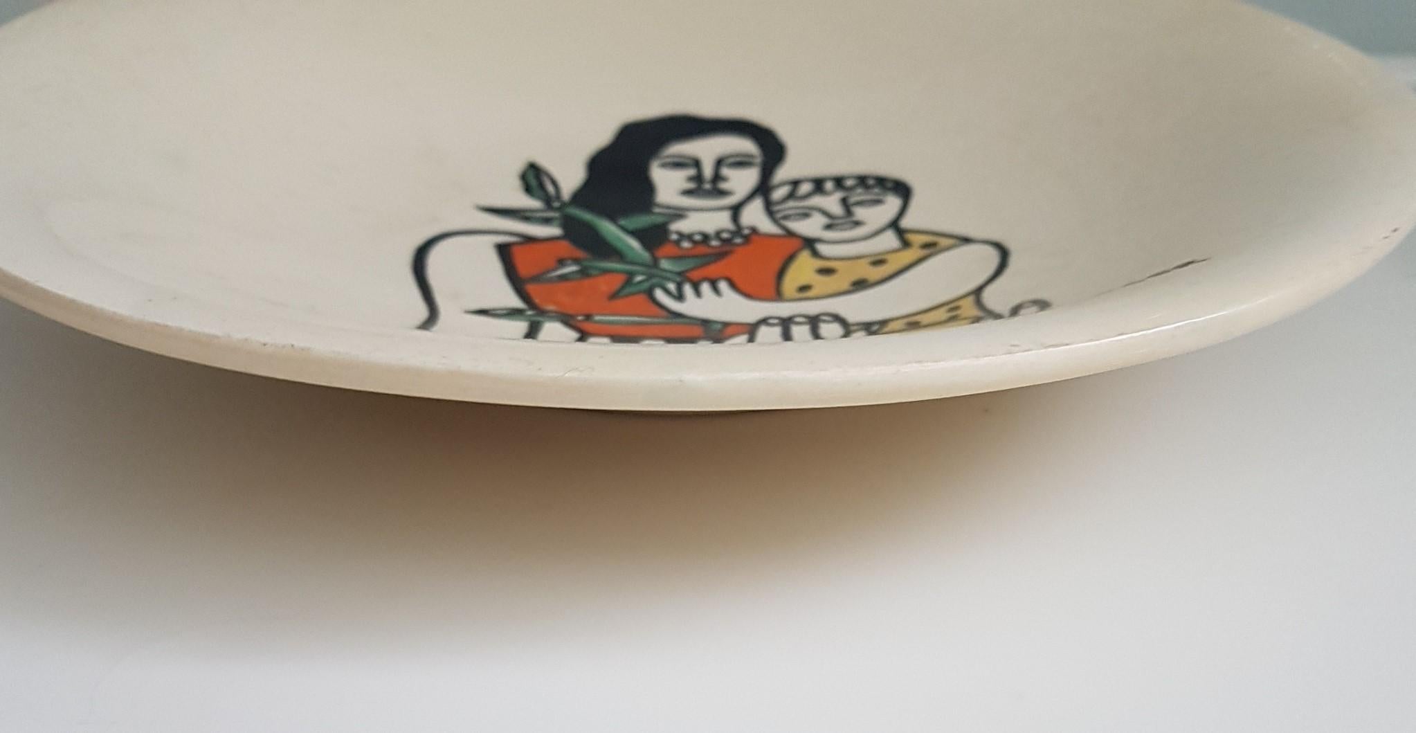 Late 20th Century Ceramic Plate After Ferdinand Leger For Sale