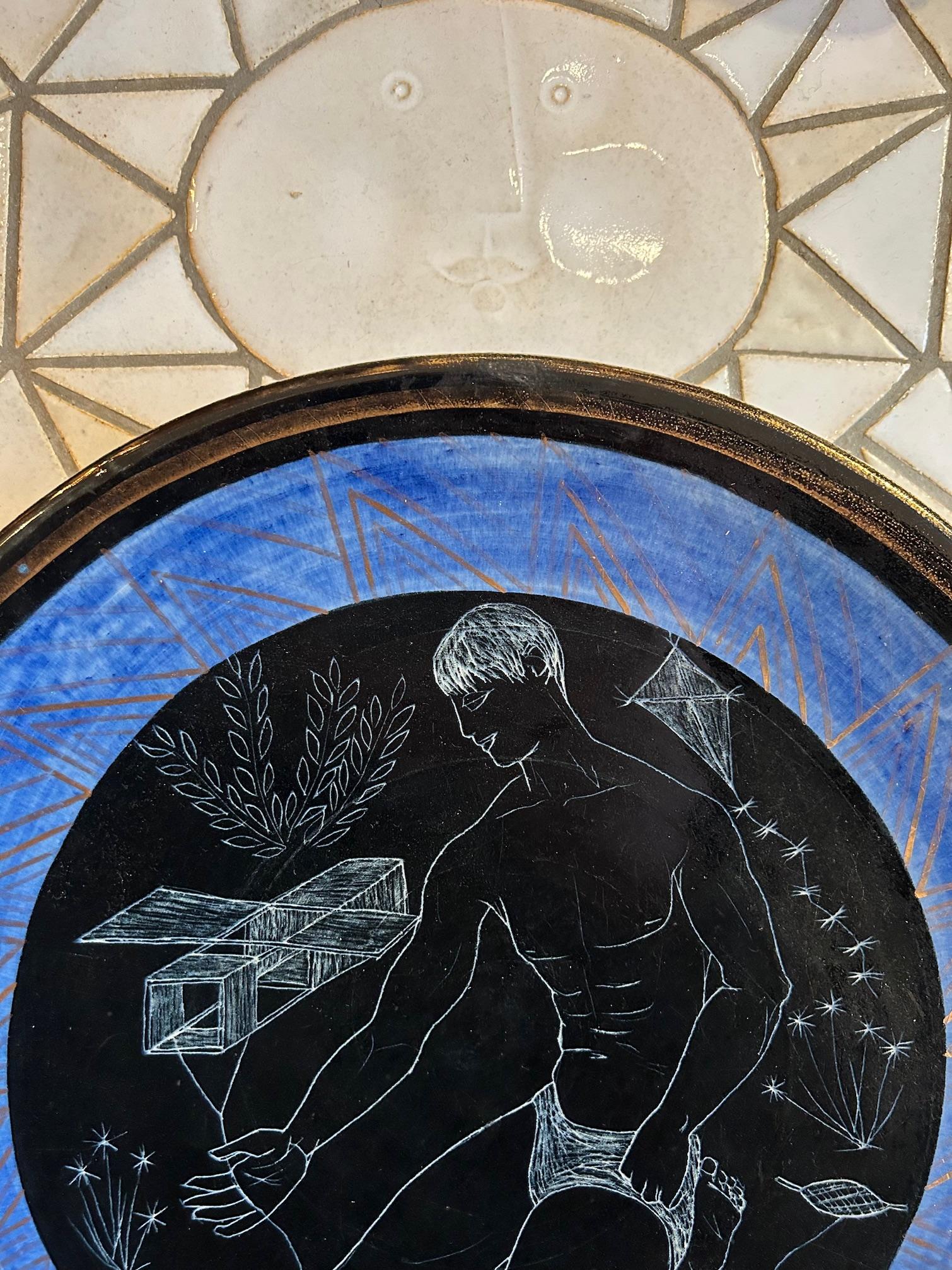 Assiette en céramique d'Accolay, signée France, années 1960 Bon état - En vente à Paris, FR