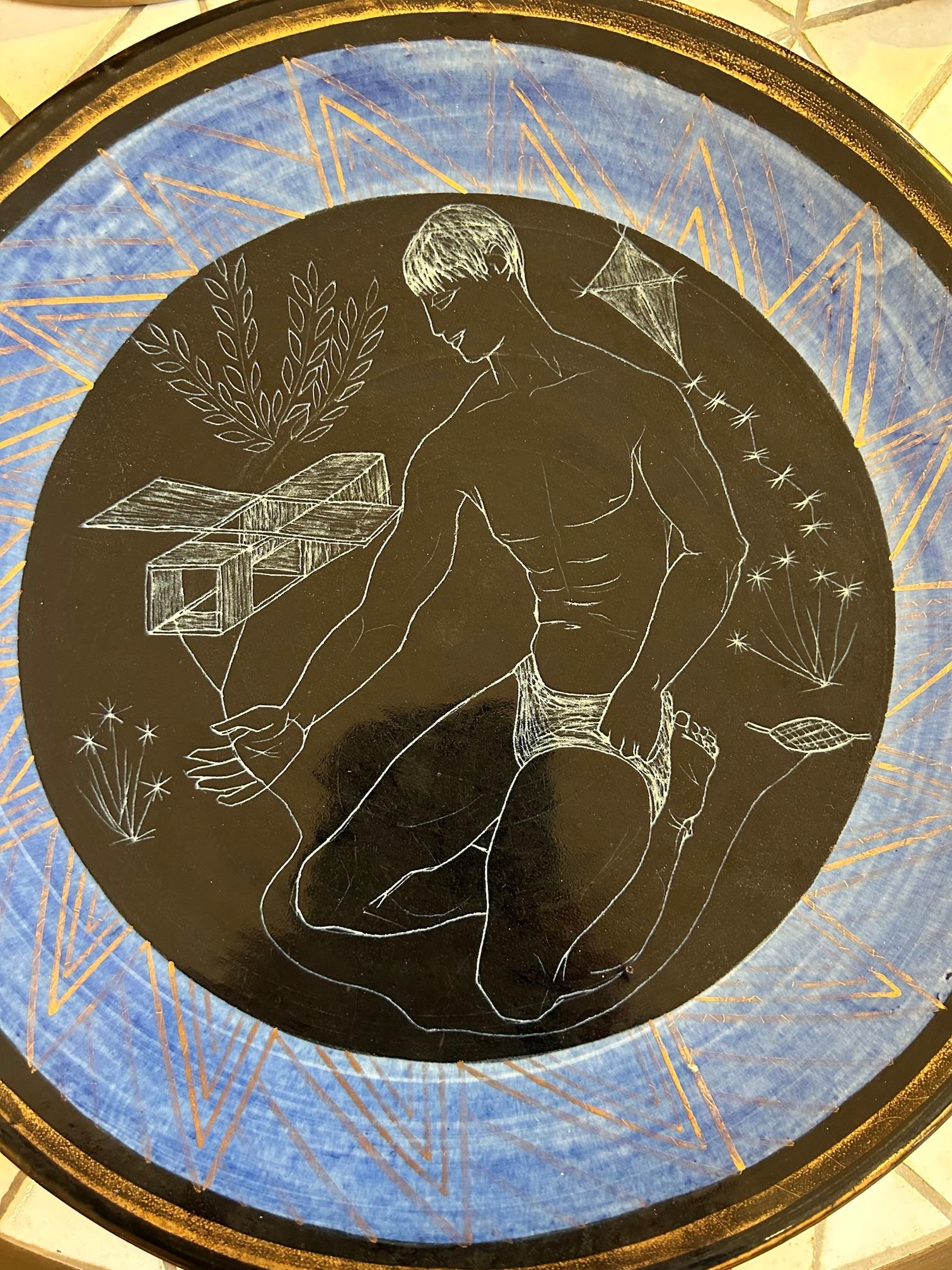 Milieu du XXe siècle Assiette en céramique d'Accolay, signée France, années 1960 en vente