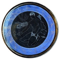 Plato de cerámica de Accolay, firmado Francia, años 60