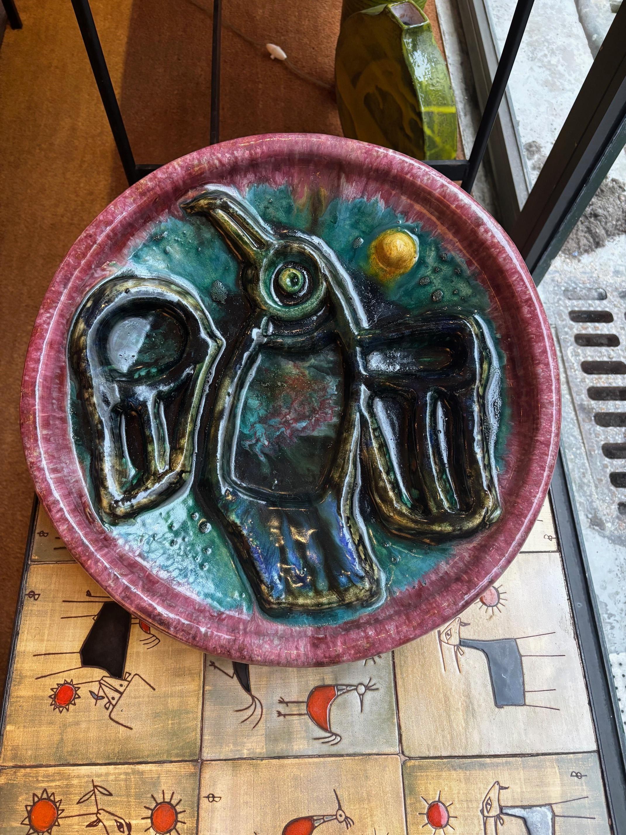 Modern Ceramic plate by Georges Jouve, France, 1960's