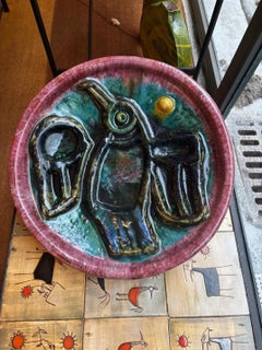 Ceramic plate by Georges Jouve, France, 1960's
