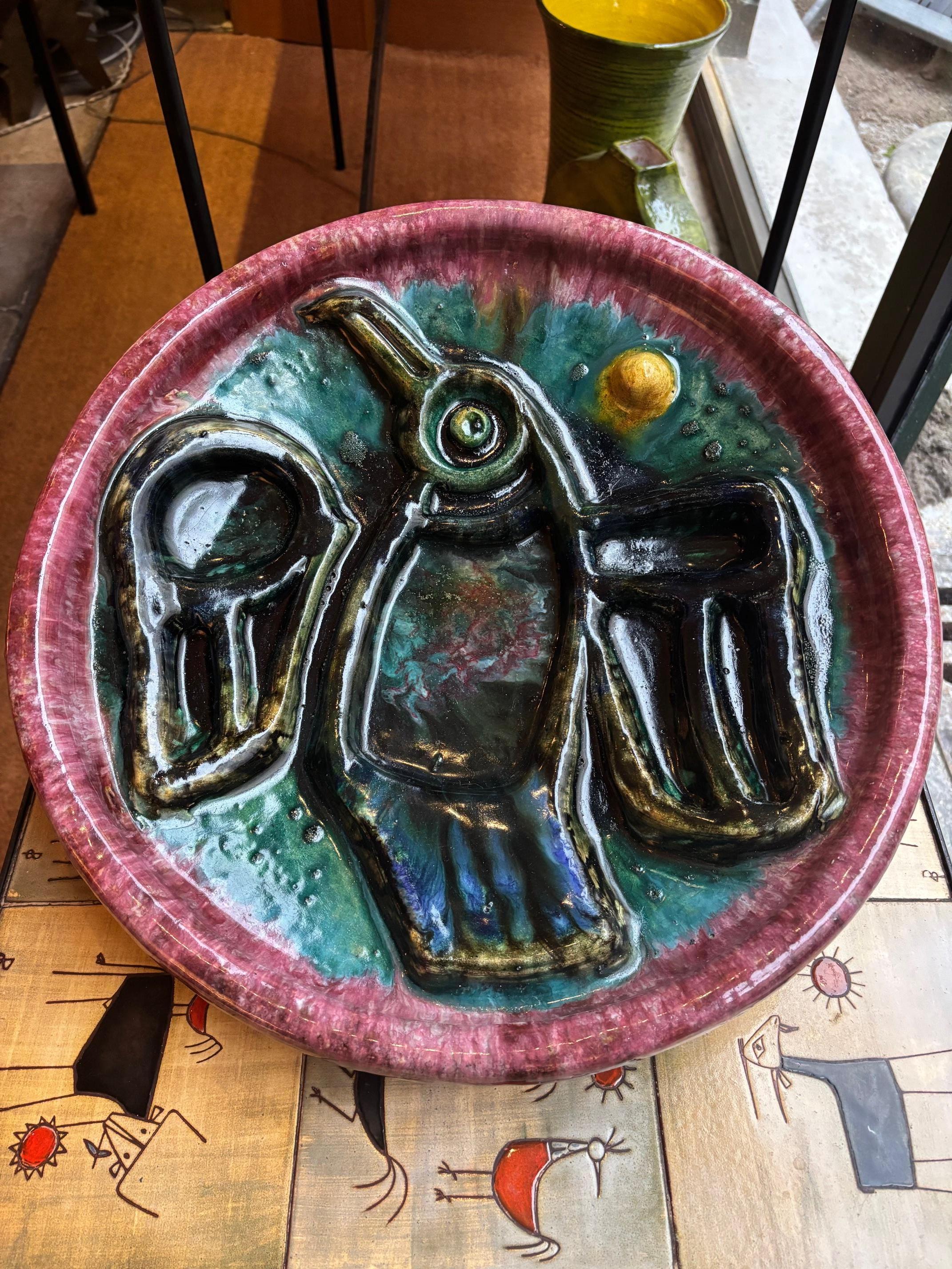 Hand-Crafted Ceramic plate by Georges Jouve, France, 1960's