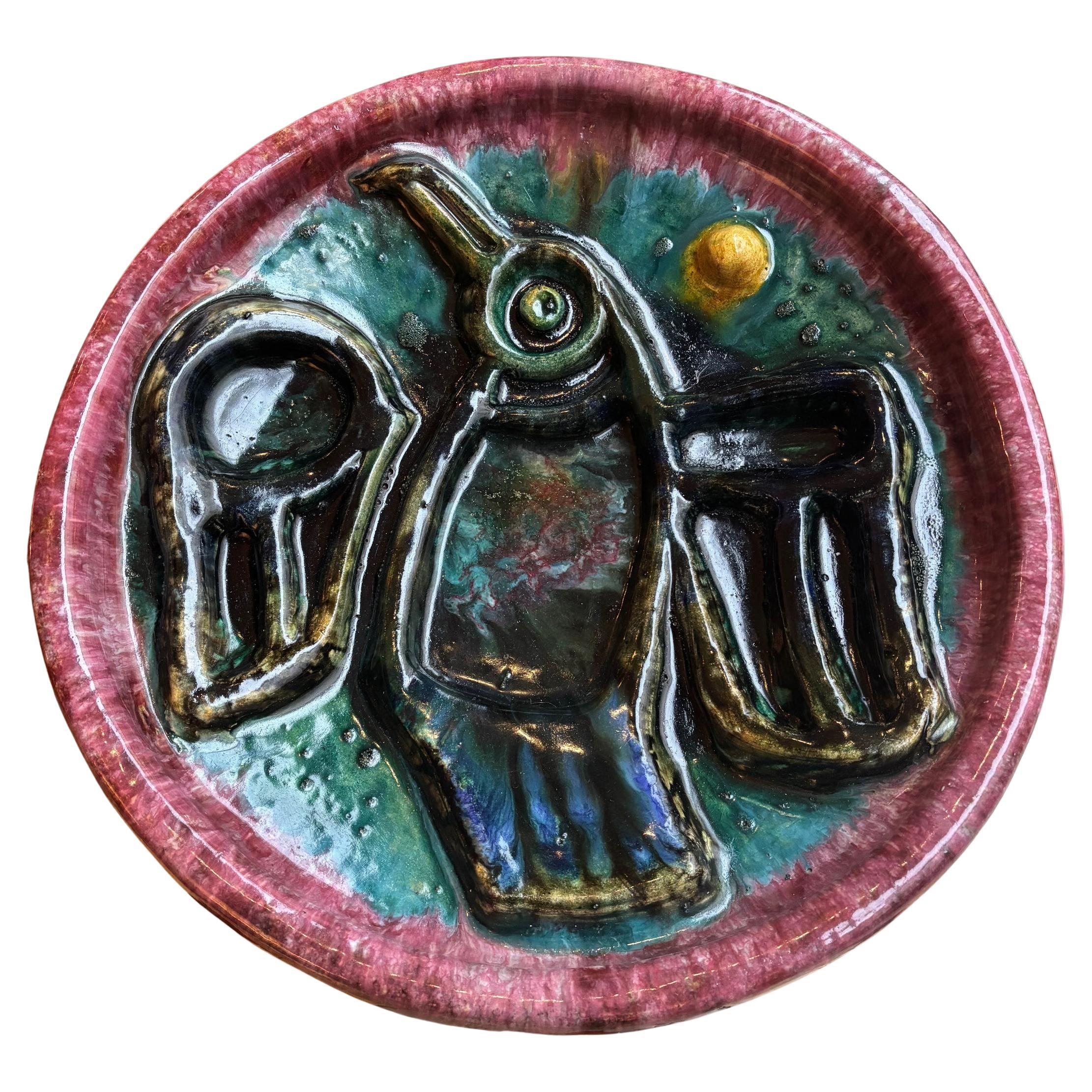 Ceramic plate by Georges Jouve, France, 1960's