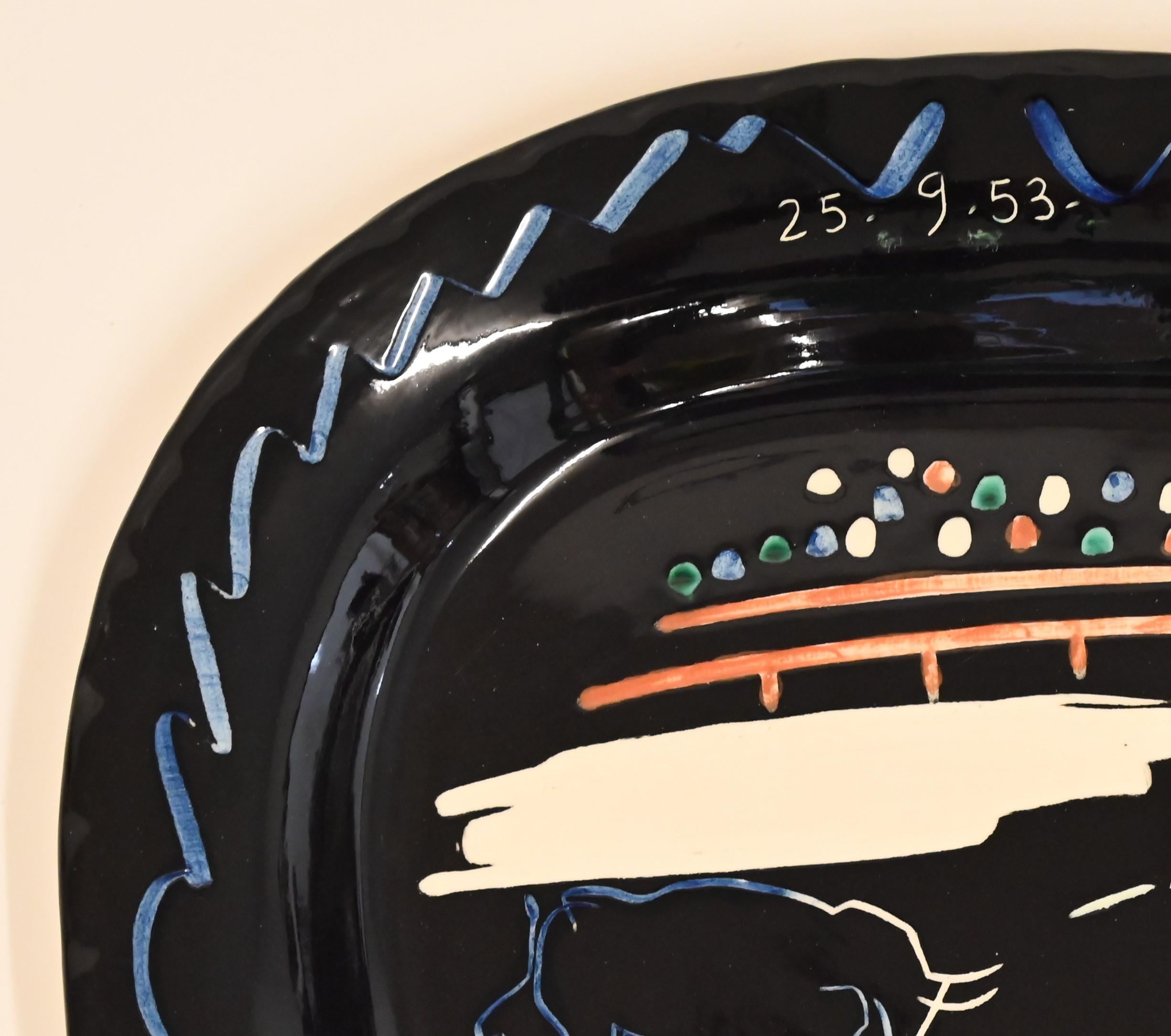 Mid-Century Modern Ceramic Plate by Pablo Picasso, 1953 For Sale