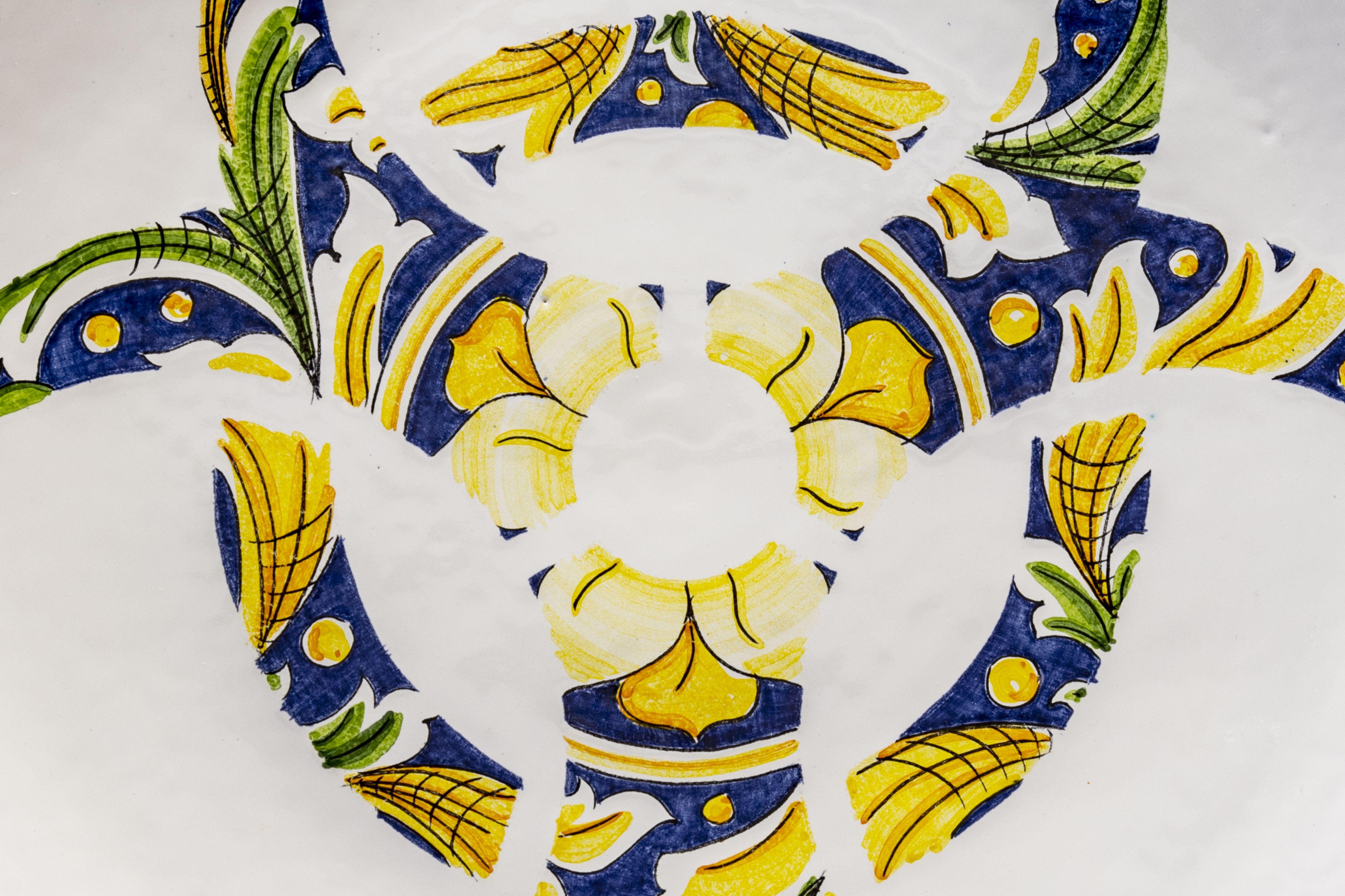 Italian Ceramic Plate by Pantoù Ceramics Hand Painted Glazed Earthenware Contemporary