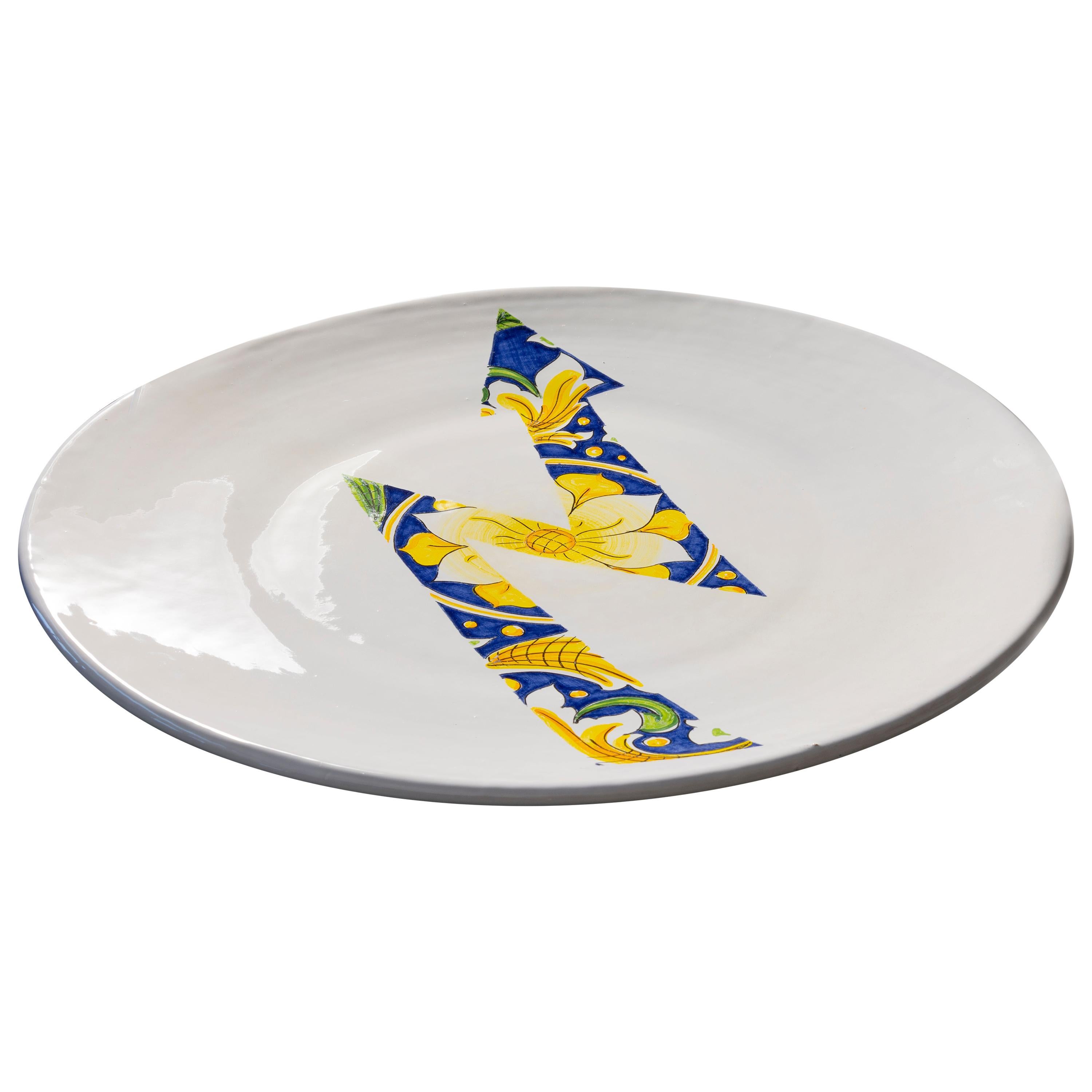 Ceramic Plate by Pantoù Ceramics Hand Painted Glazed Earthenware Contemporary For Sale