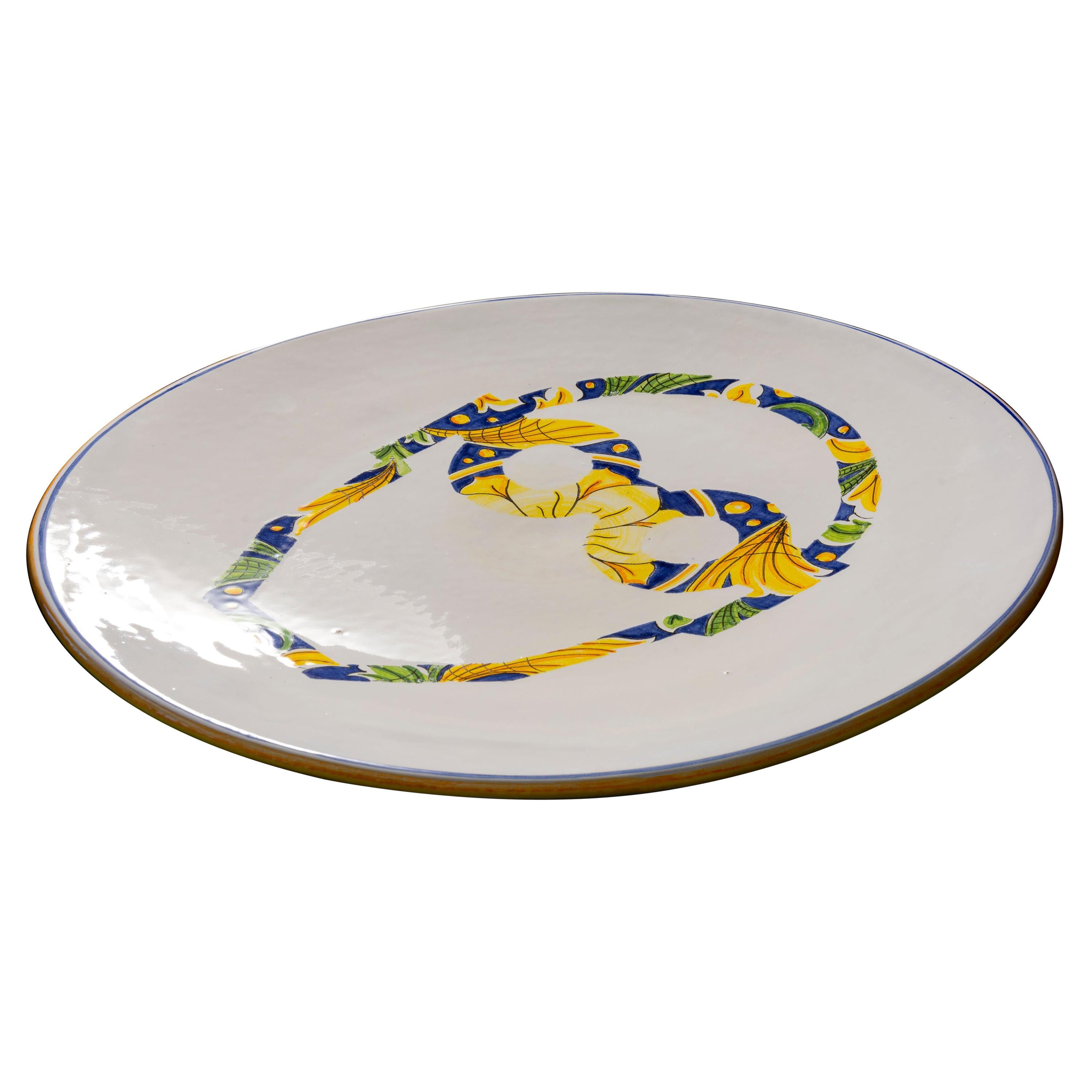 Ceramic Plate Hand Painted Glazed Majolica Italy Contemporary 21st Century