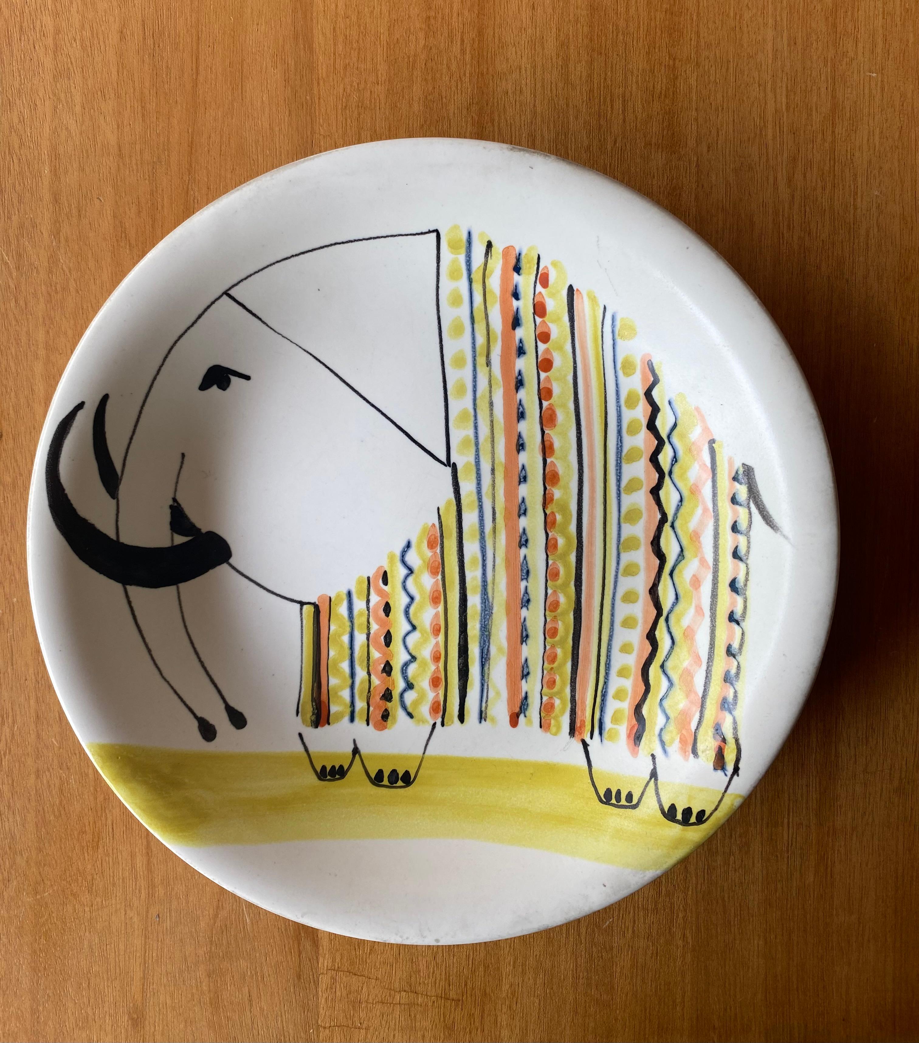 French Ceramic Plate by Roger Capron, France, 1950s For Sale