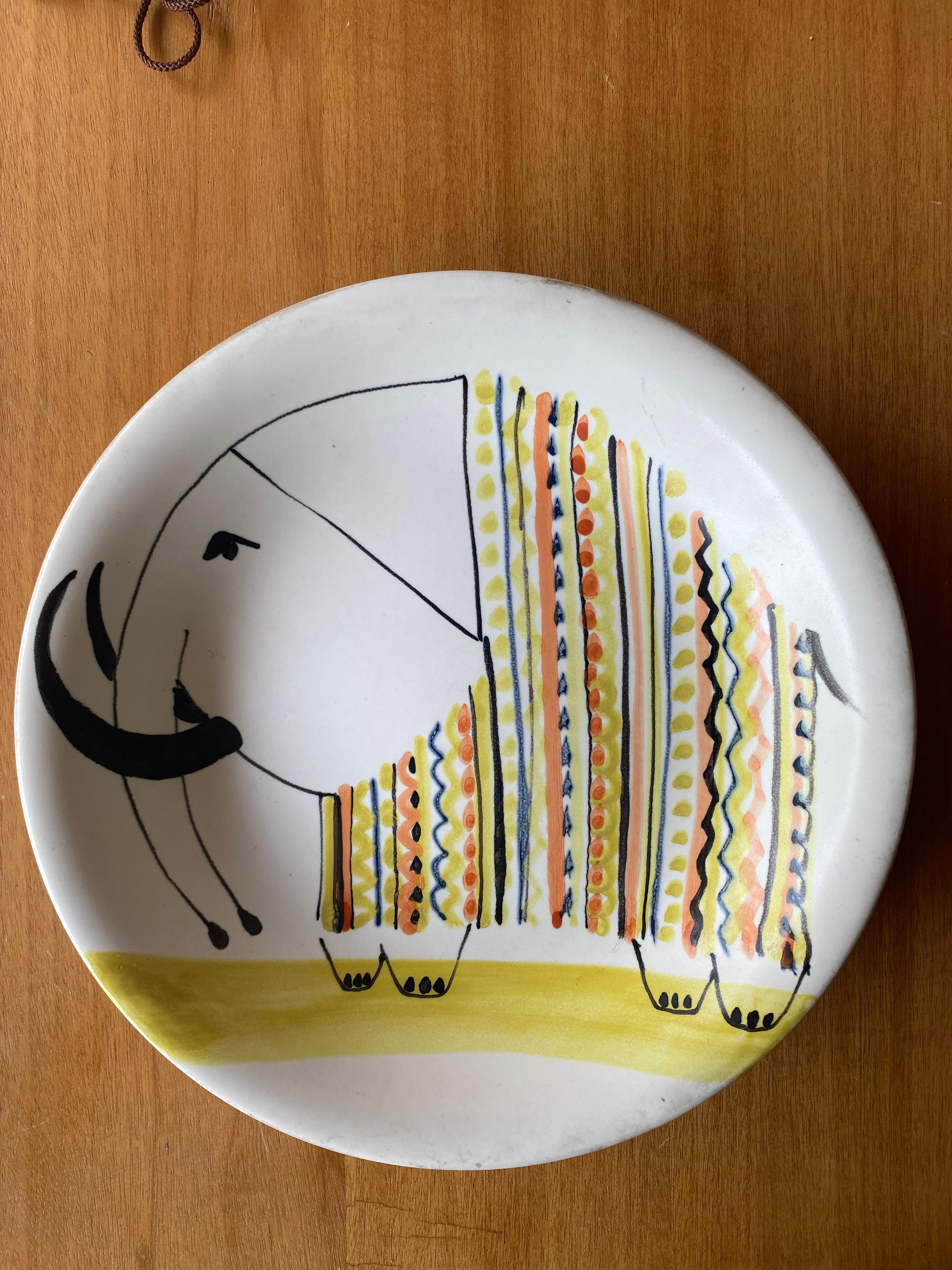 Ceramic Plate by Roger Capron, France, 1950s In Good Condition For Sale In Paris, FR