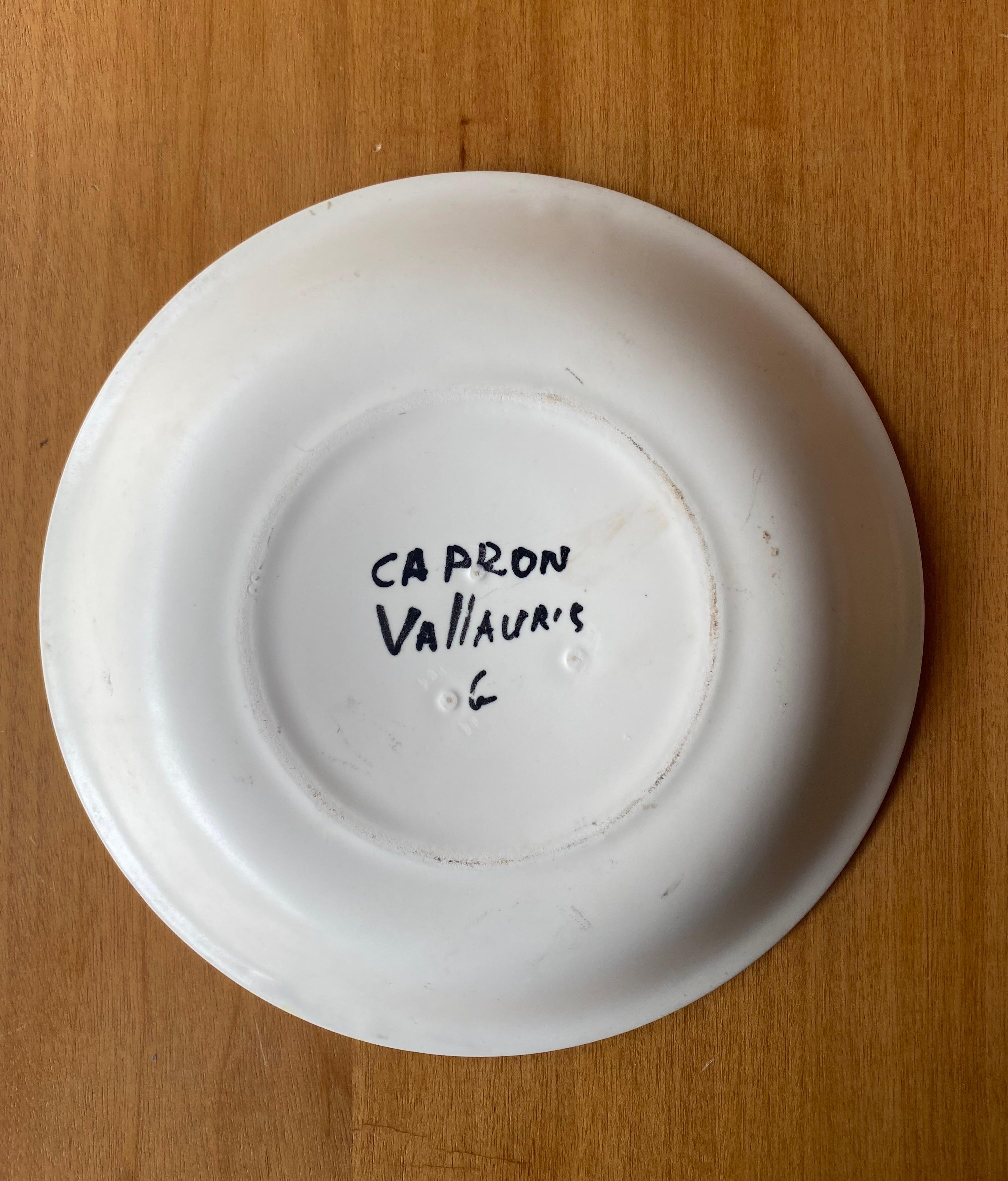 Mid-20th Century Ceramic Plate by Roger Capron, France, 1950s For Sale